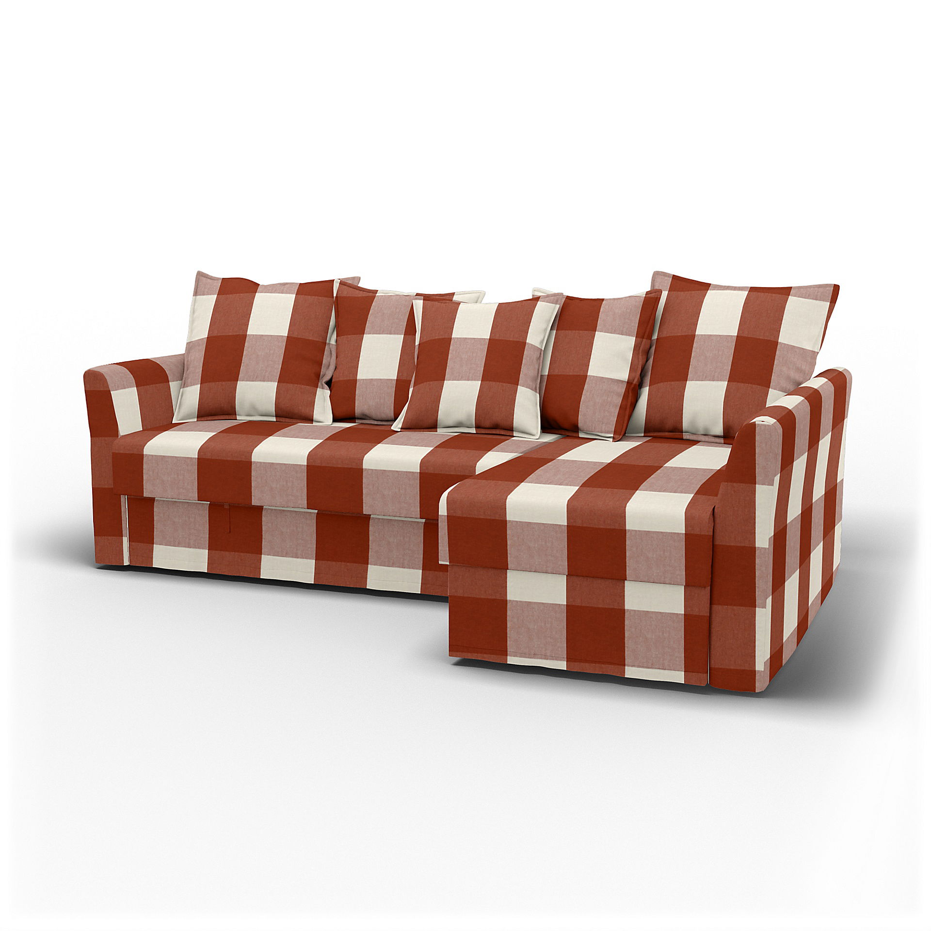 IKEA - Holmsund Sofabed with Chaiselongue, Terracotta, Linen - Bemz