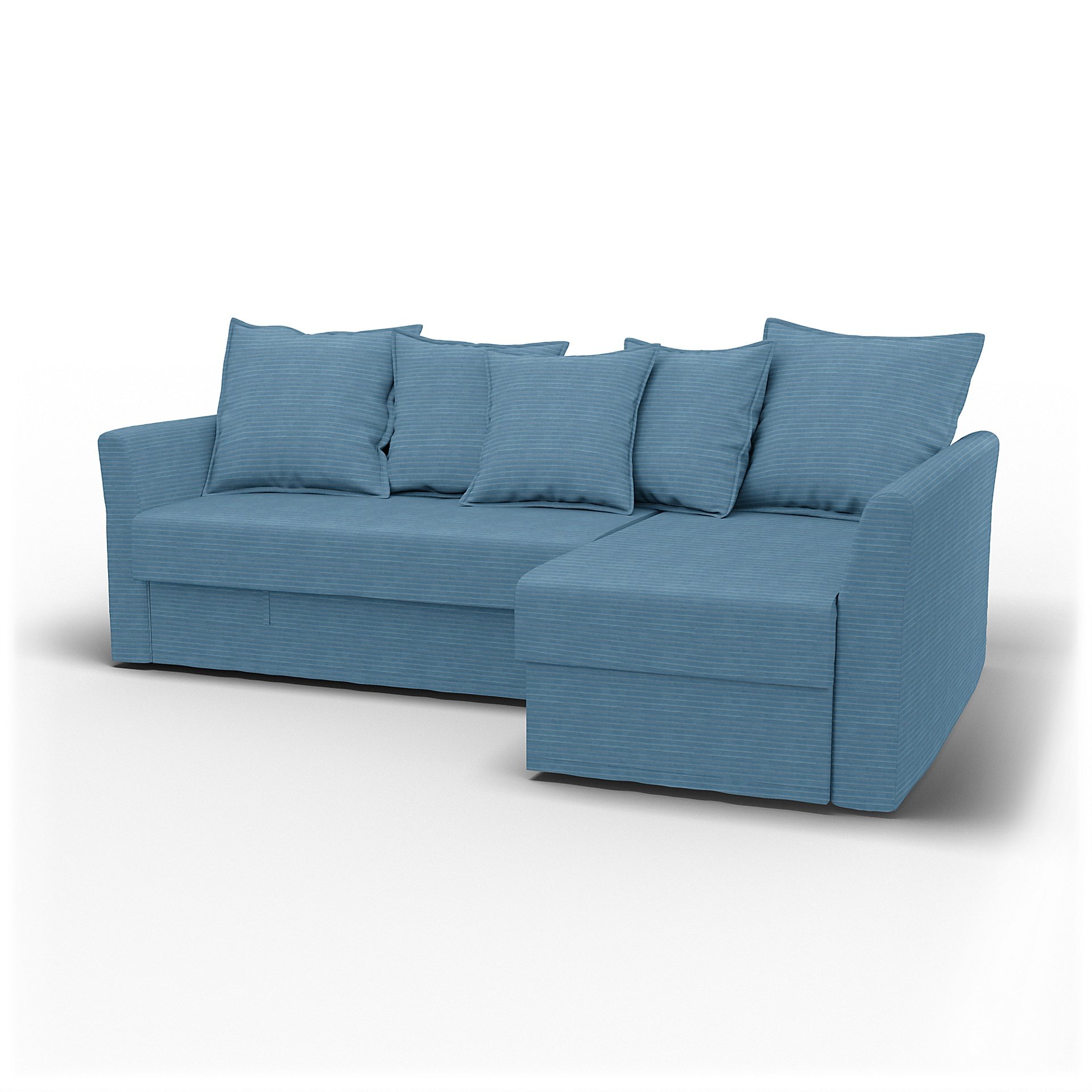 IKEA - Holmsund Sofabed with Chaiselongue, Sky Blue, Corduroy - Bemz