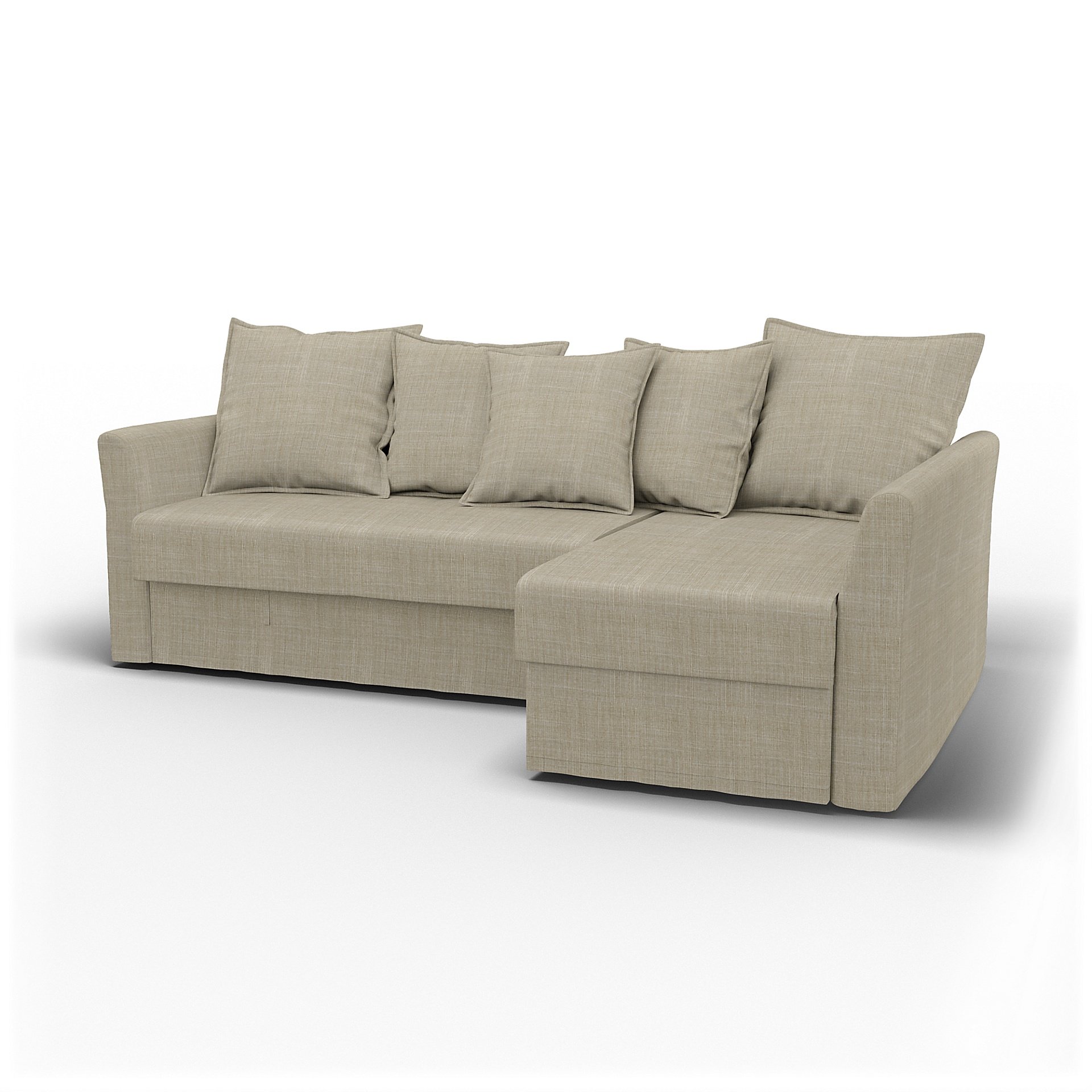 IKEA - Holmsund Sofabed with Chaiselongue, Sand Beige, Boucle & Texture - Bemz