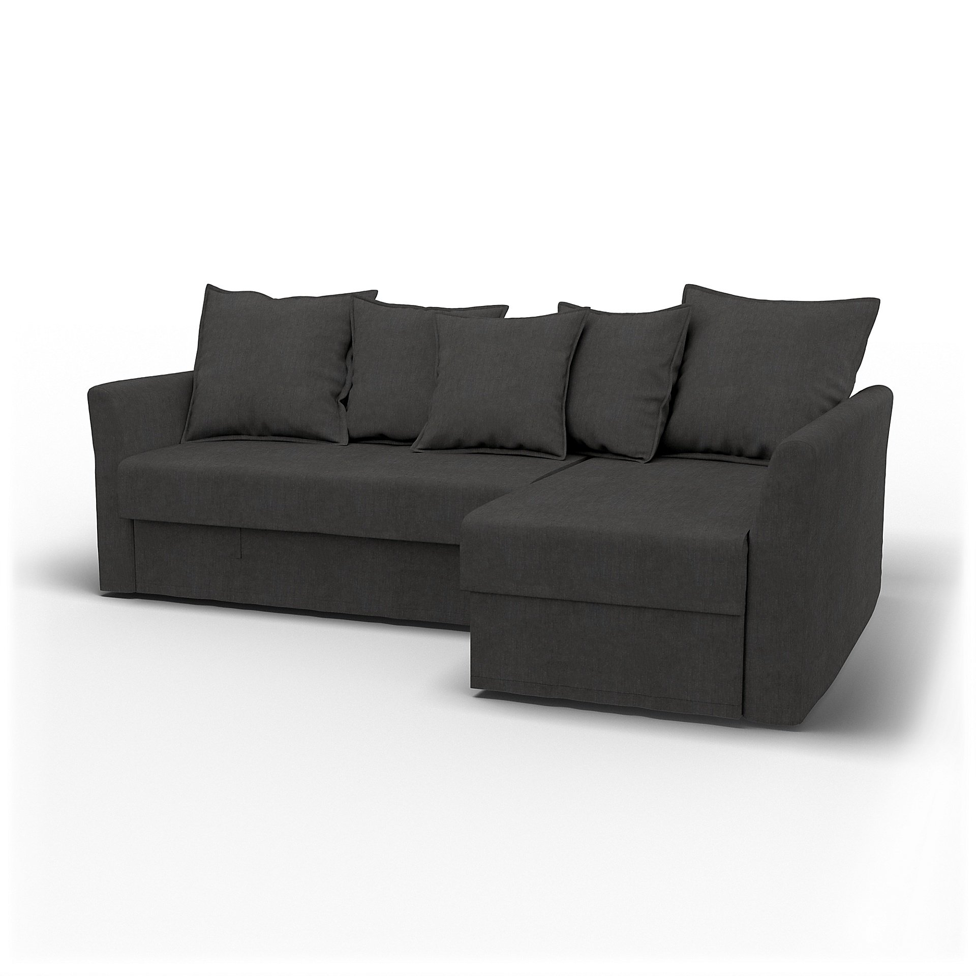 IKEA - Holmsund Sofabed with Chaiselongue, Espresso, Linen - Bemz
