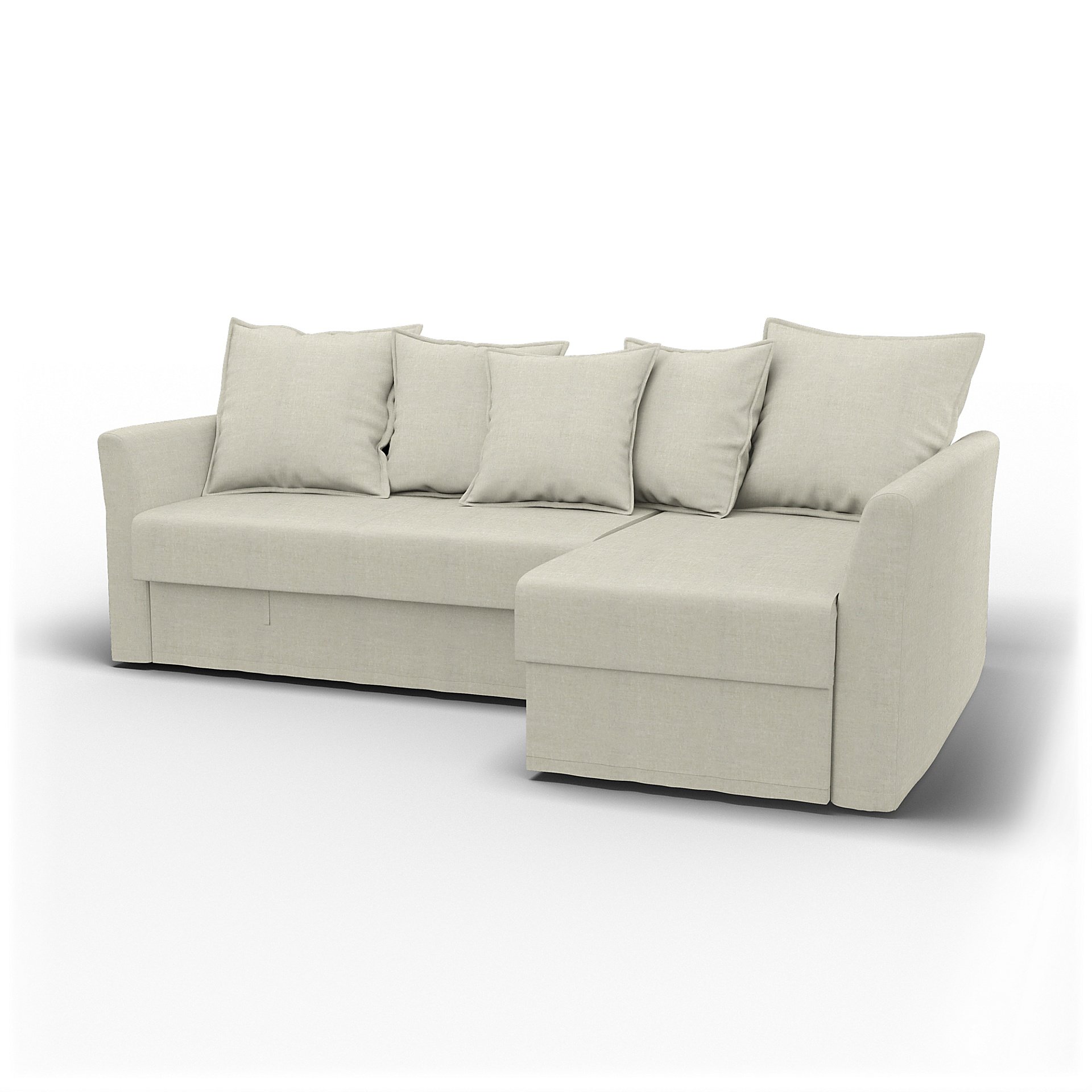 IKEA - Holmsund Sofabed with Chaiselongue, Natural, Linen - Bemz