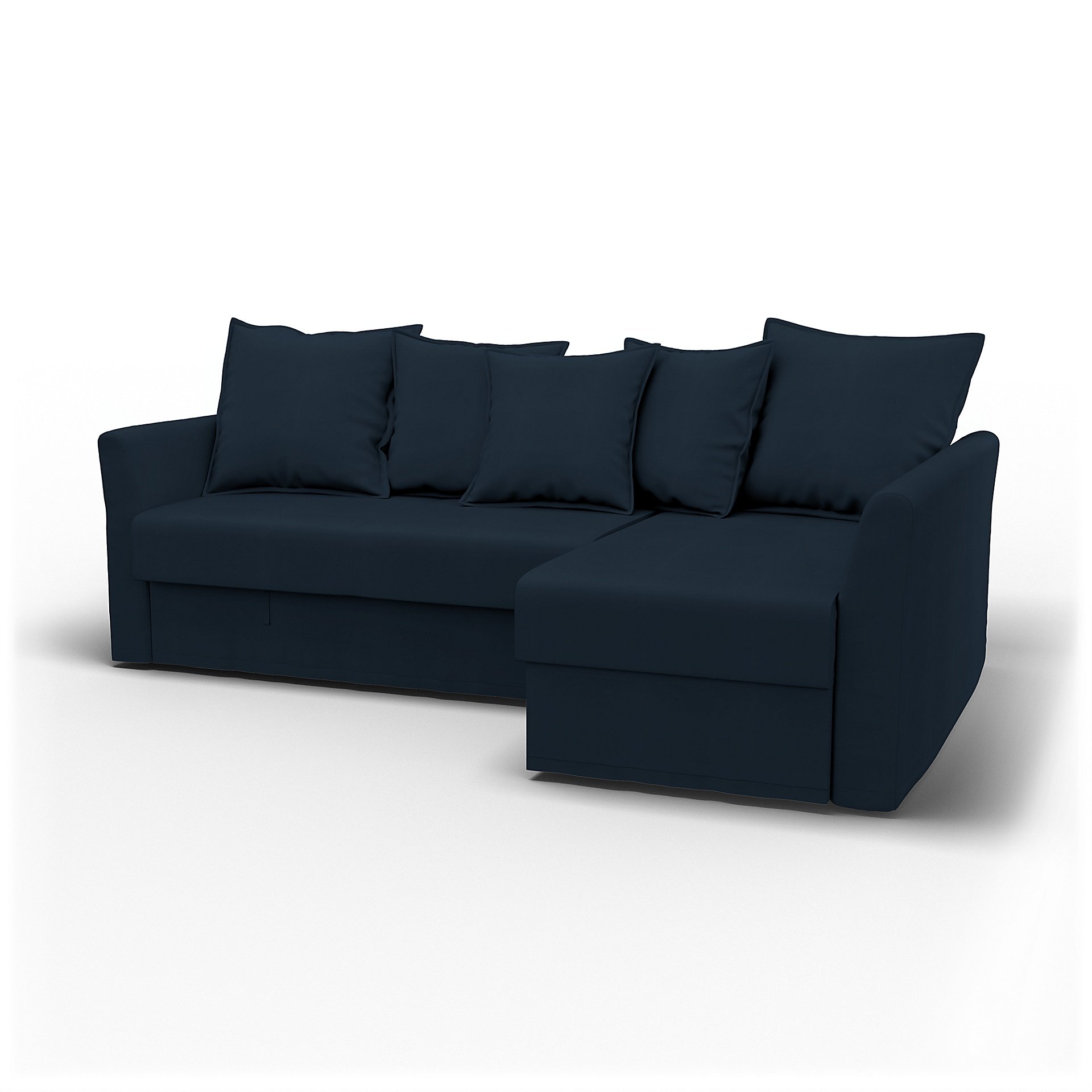 IKEA - Holmsund Sofabed with Chaiselongue, Navy Blue, Cotton - Bemz
