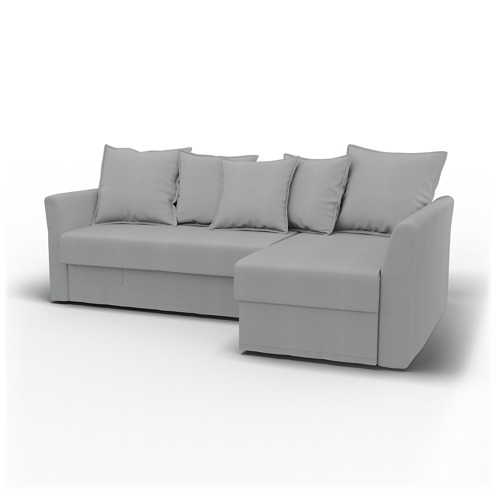 IKEA - Holmsund Sofabed with Chaiselongue, Silver Grey, Cotton - Bemz
