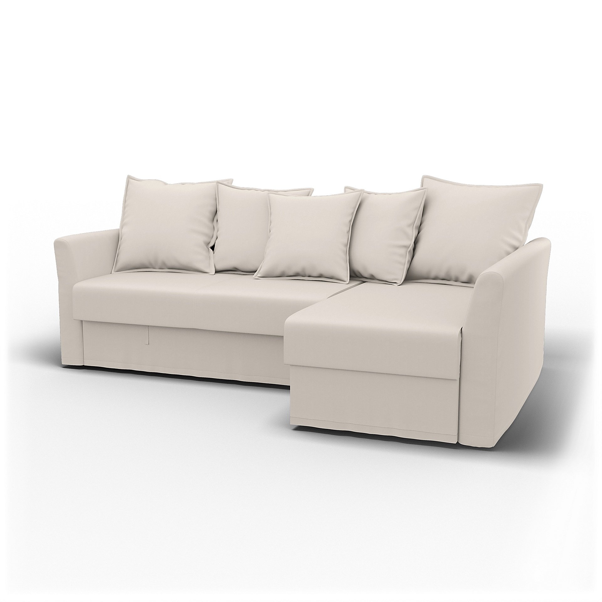 IKEA - Holmsund Sofabed with Chaiselongue, Soft White, Cotton - Bemz