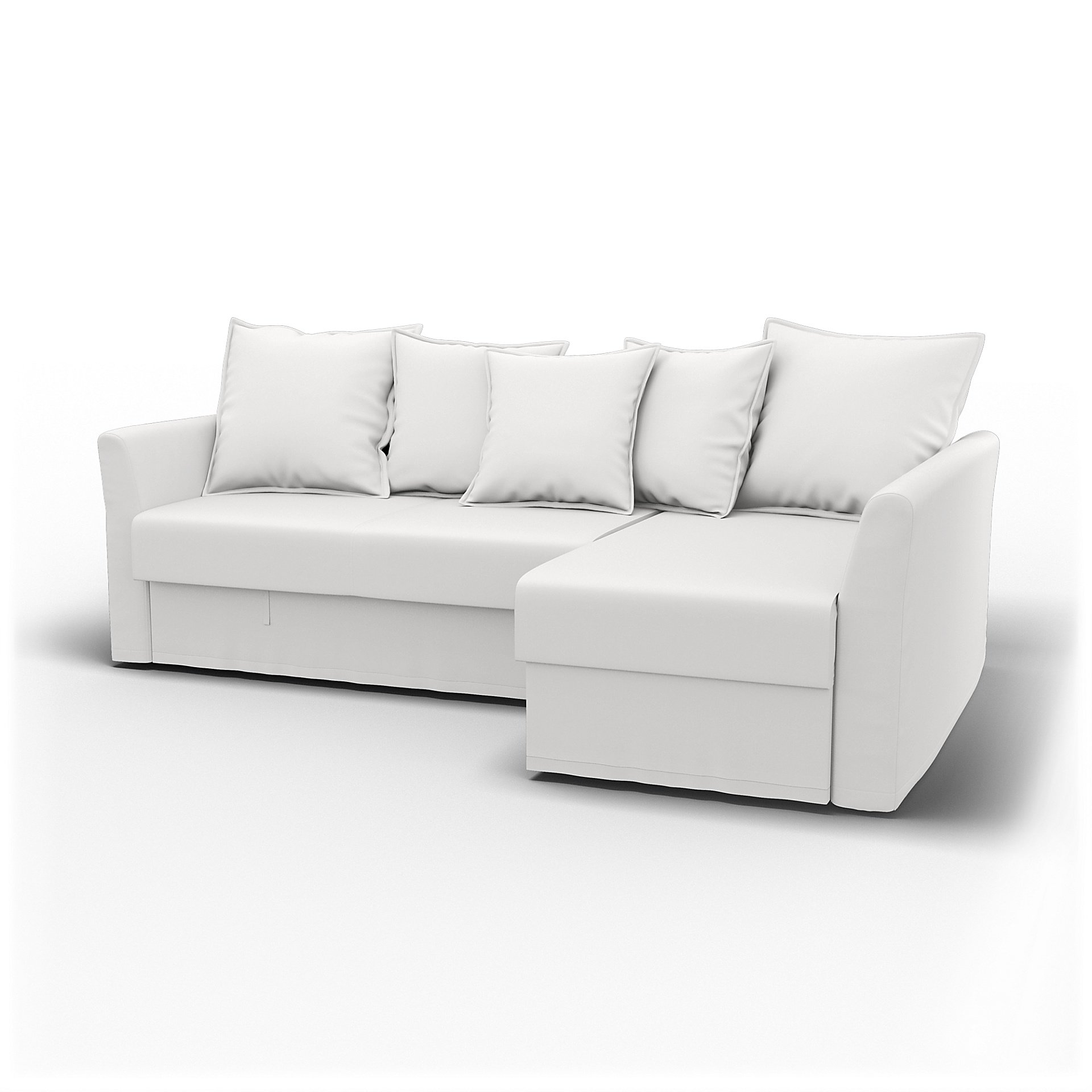 IKEA - Holmsund Sofabed with Chaiselongue, Absolute White, Cotton - Bemz