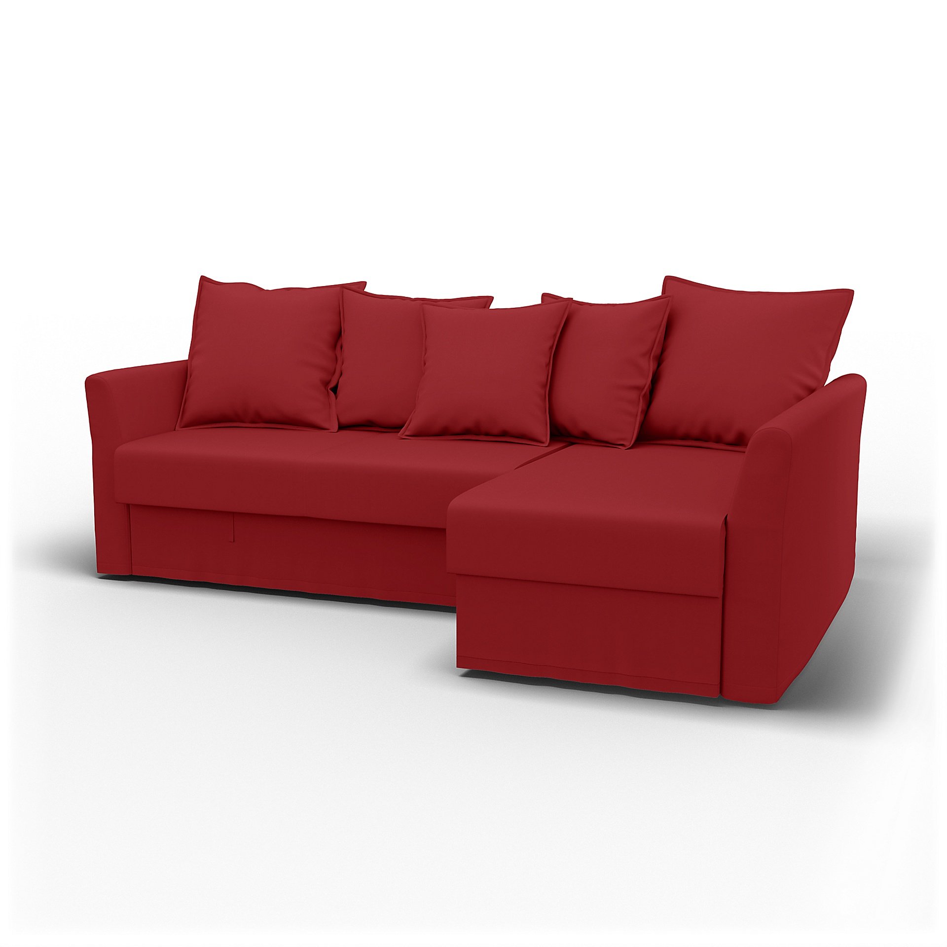 IKEA - Holmsund Sofabed with Chaiselongue, Scarlet Red, Cotton - Bemz