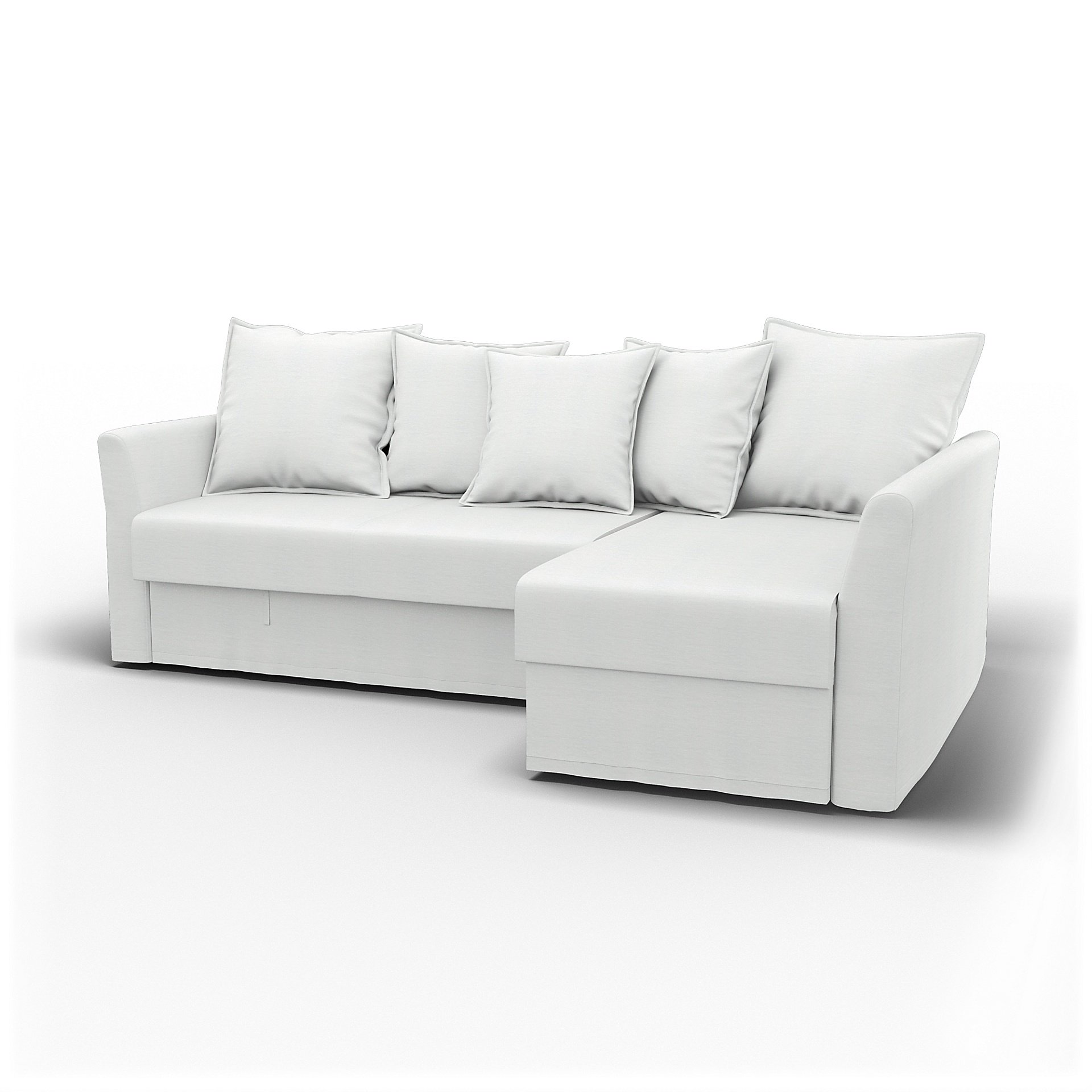 IKEA - Holmsund Sofabed with Chaiselongue, White, Linen - Bemz