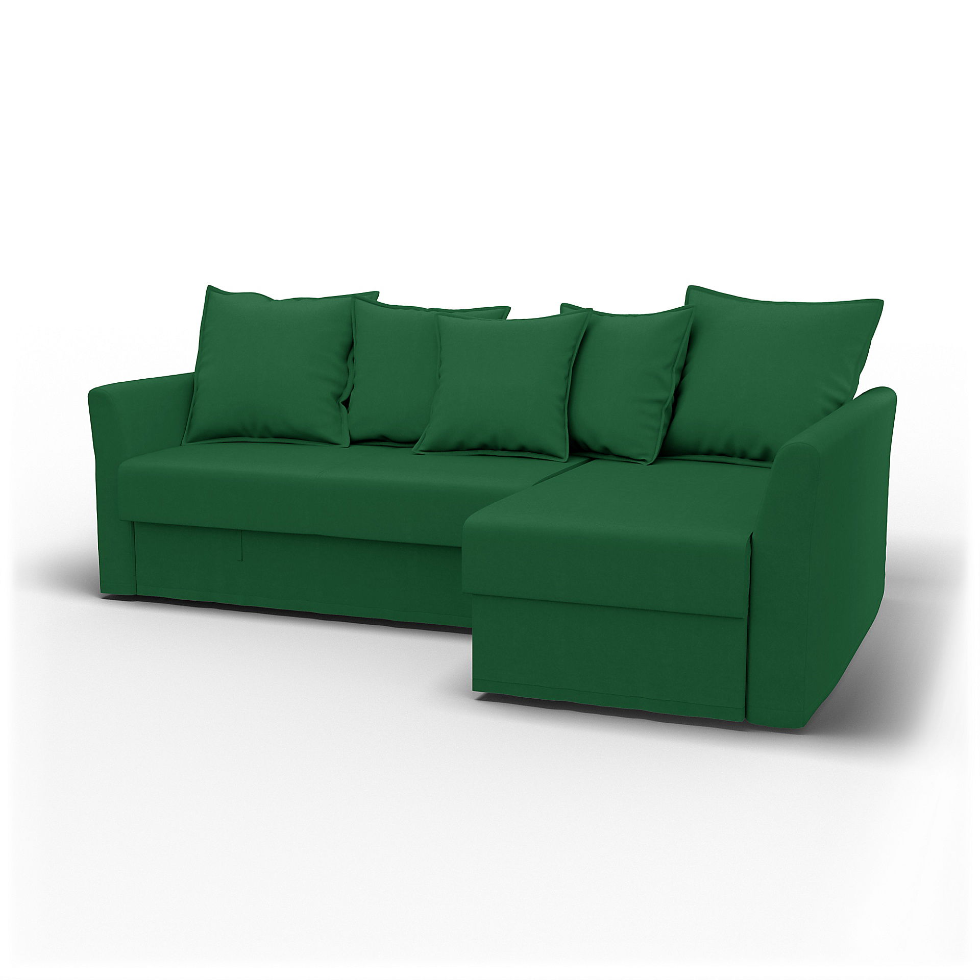 IKEA - Holmsund Sofabed with Chaiselongue, Abundant Green, Velvet - Bemz