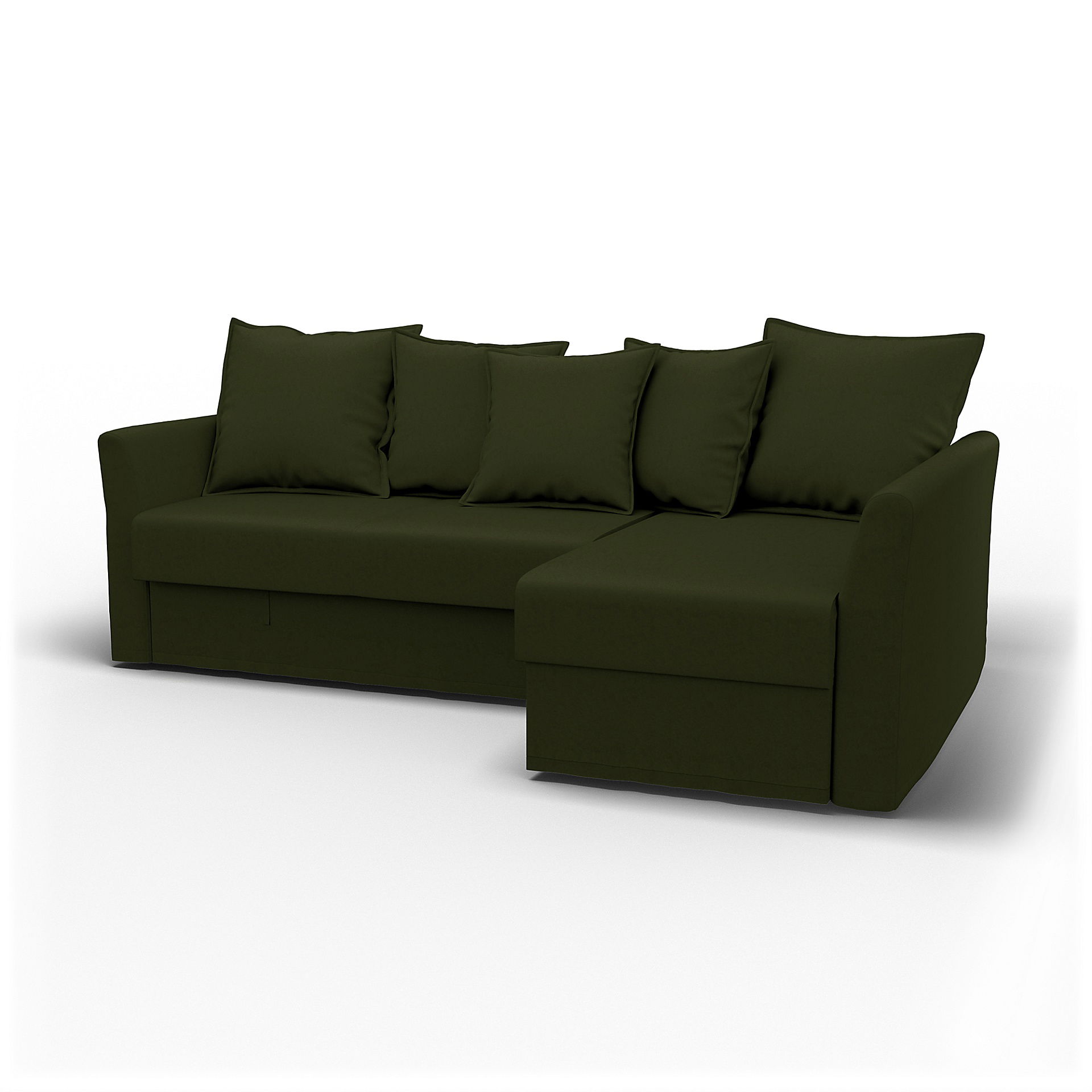 IKEA - Hoes voor 3-zitsslaapbank Holmsund met chaise longue, Moss, Fluweel - Bemz