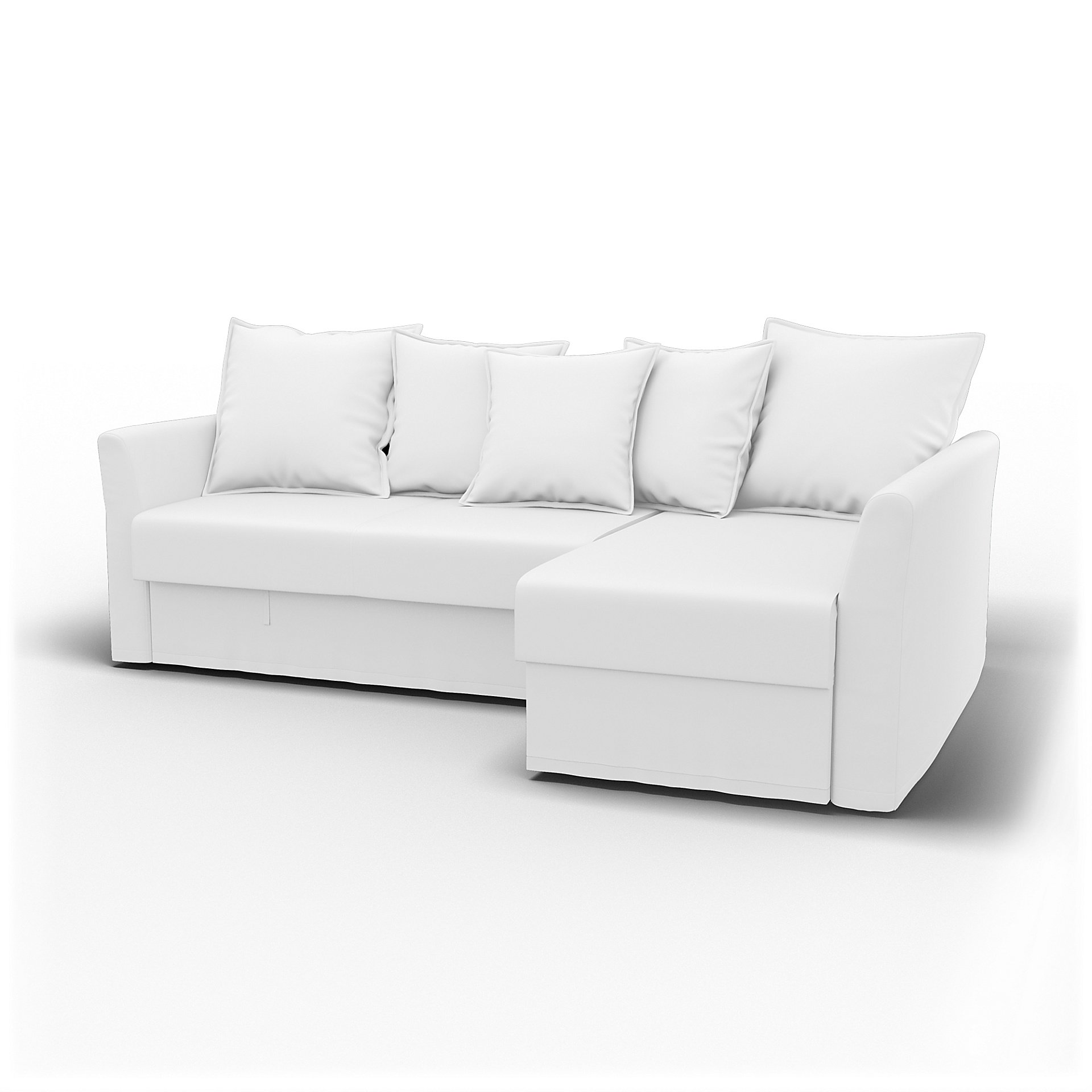 IKEA - Holmsund Sofabed with Chaiselongue, Absolute White, Linen - Bemz