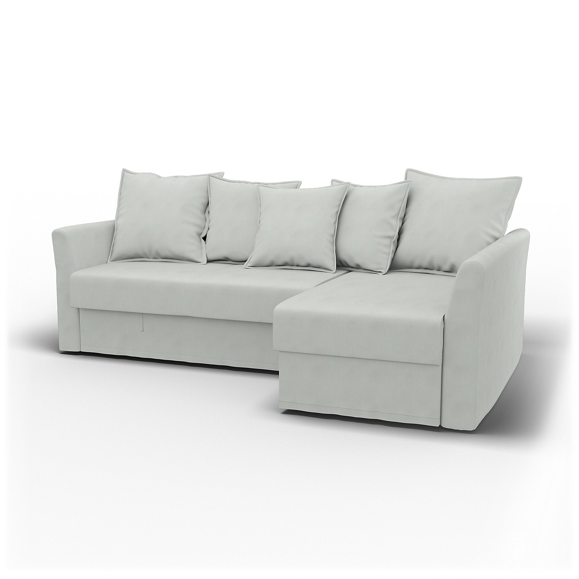 IKEA - Holmsund Sofabed with Chaiselongue, Silver Grey, Linen - Bemz