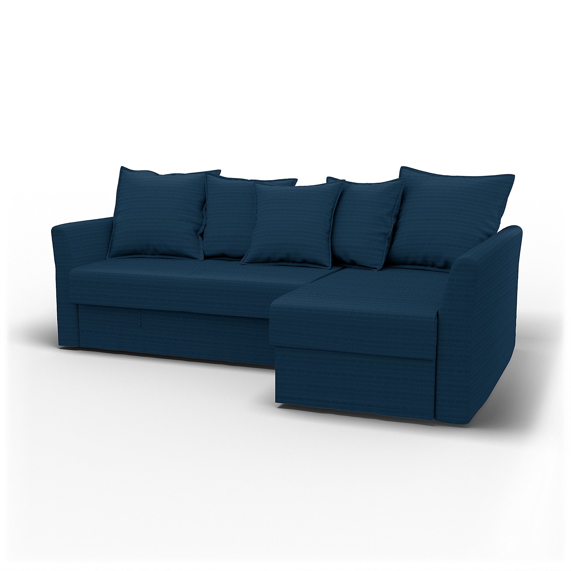 IKEA - Holmsund Sofabed with Chaiselongue, Denim Blue, Velvet - Bemz