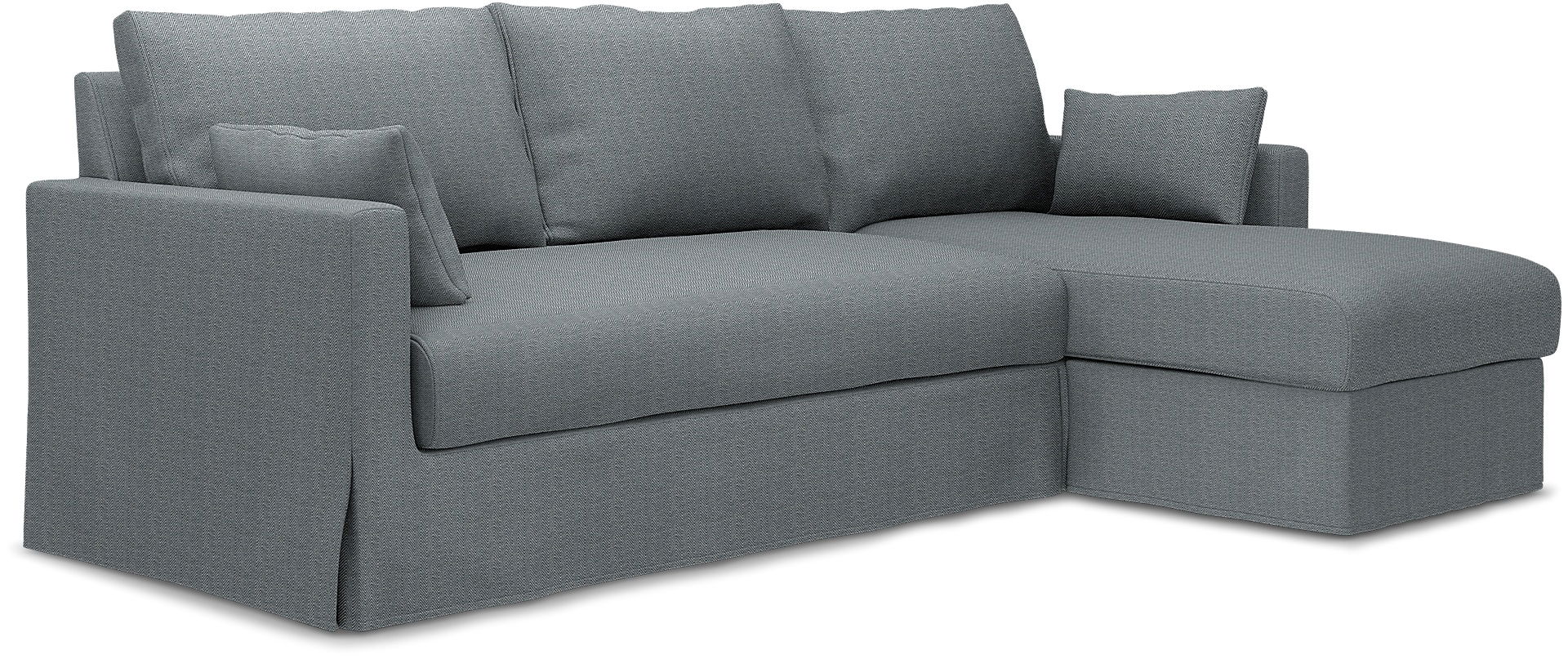 IKEA - Hyltarp 3-seater sofa with chaise longue, right, Denim, Cotton - Bemz