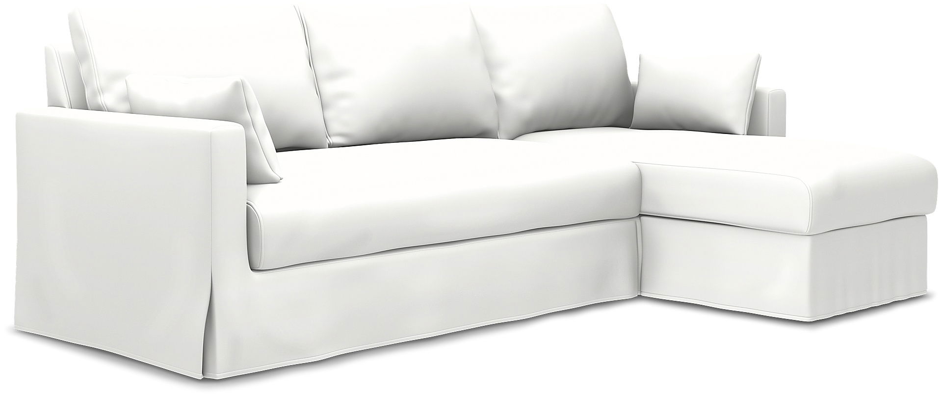 IKEA - Hoes voor 3-zitsbank Hyltarp met chaise longue (rechts), Absolute White, Linnen - Bemz