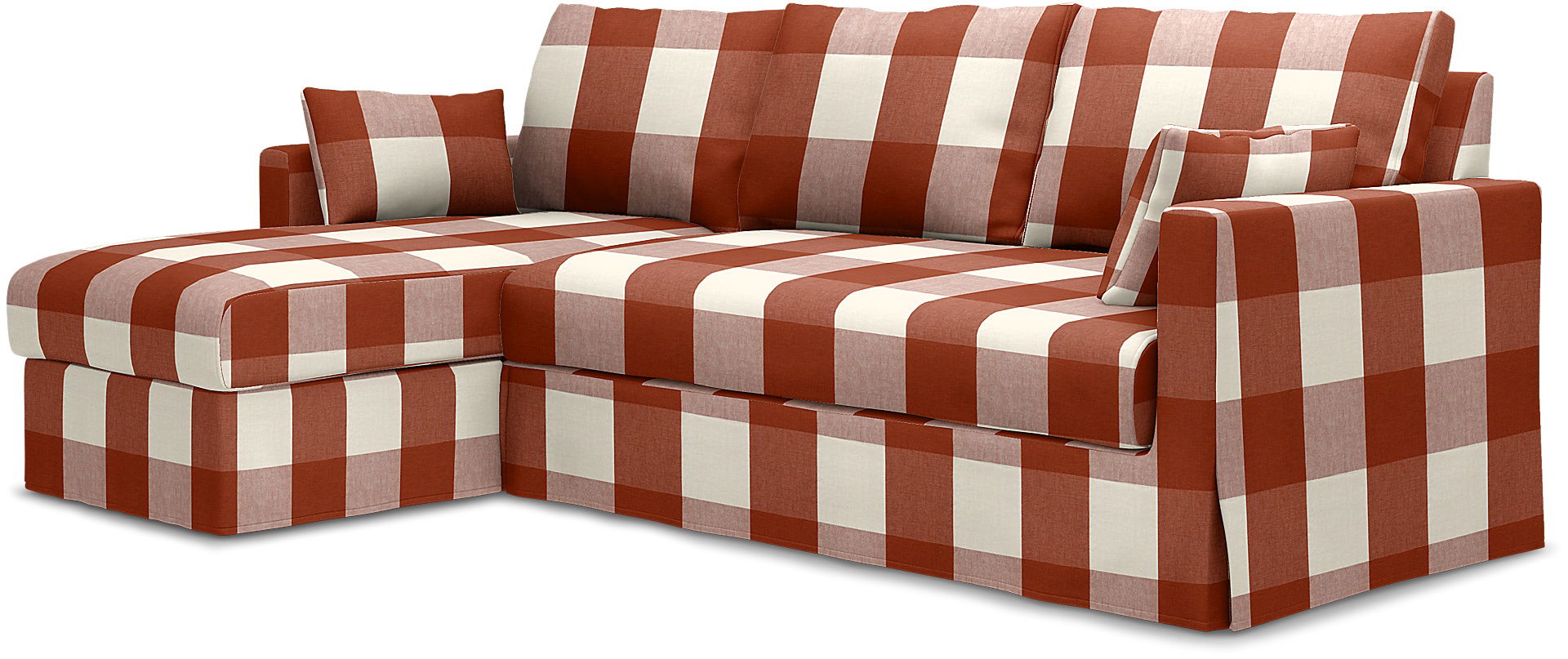 IKEA - Hyltarp 3-seater sofa with chaise longue, left, Terracotta, Linen - Bemz