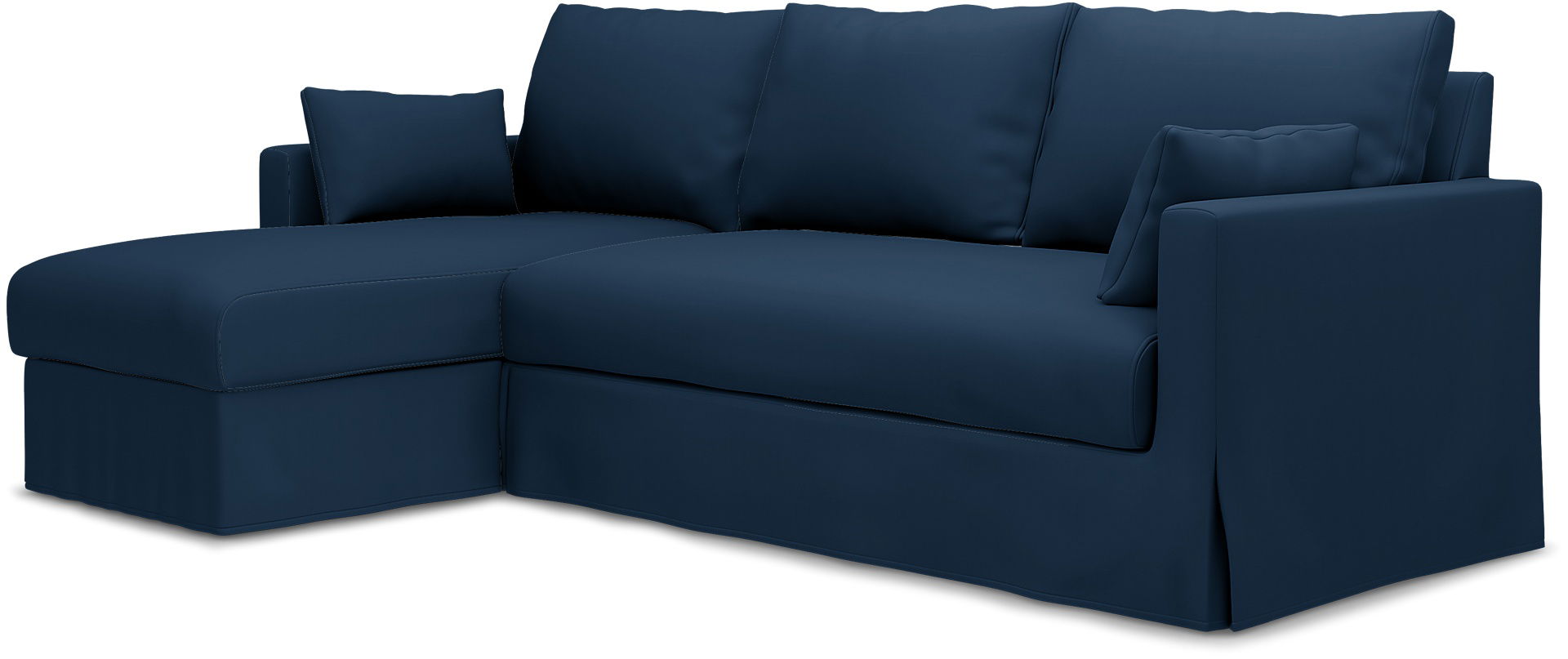 IKEA - Överdrag till Hyltarp 3-sitssoffa med schäslong, vänster, Deep Navy Blue, Bomull - Bemz