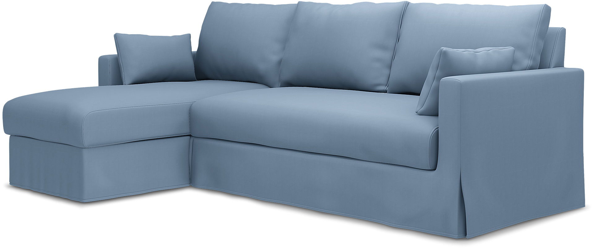 IKEA - Hyltarp 3-seater sofa with chaise longue, left, Dusty Blue, Cotton - Bemz
