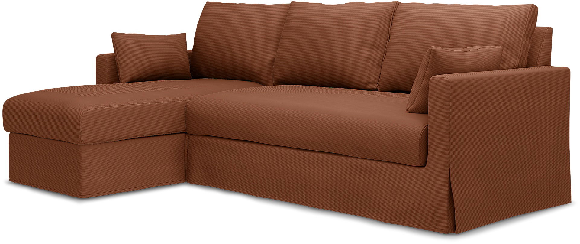 IKEA - Hyltarp 3-seater sofa with chaise longue, left, Rustic Rouge, Corduroy - Bemz