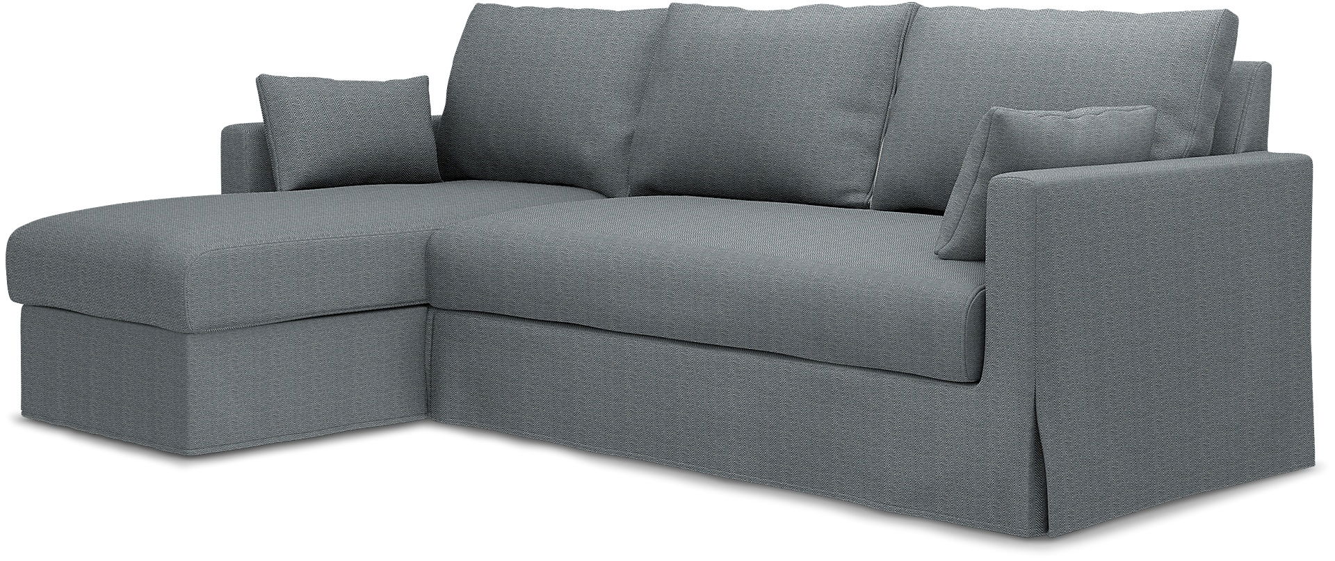 IKEA - Hyltarp 3-seater sofa with chaise longue, left, Denim, Cotton - Bemz