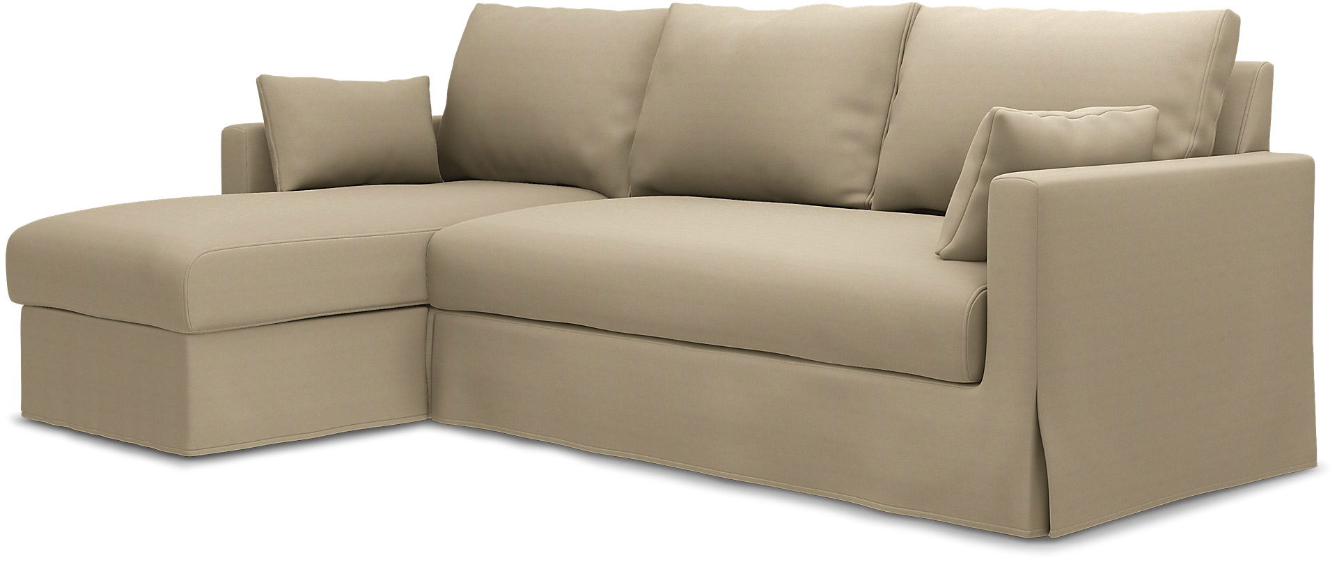 IKEA - Hyltarp 3-seater sofa with chaise longue, left, Tan, Linen - Bemz