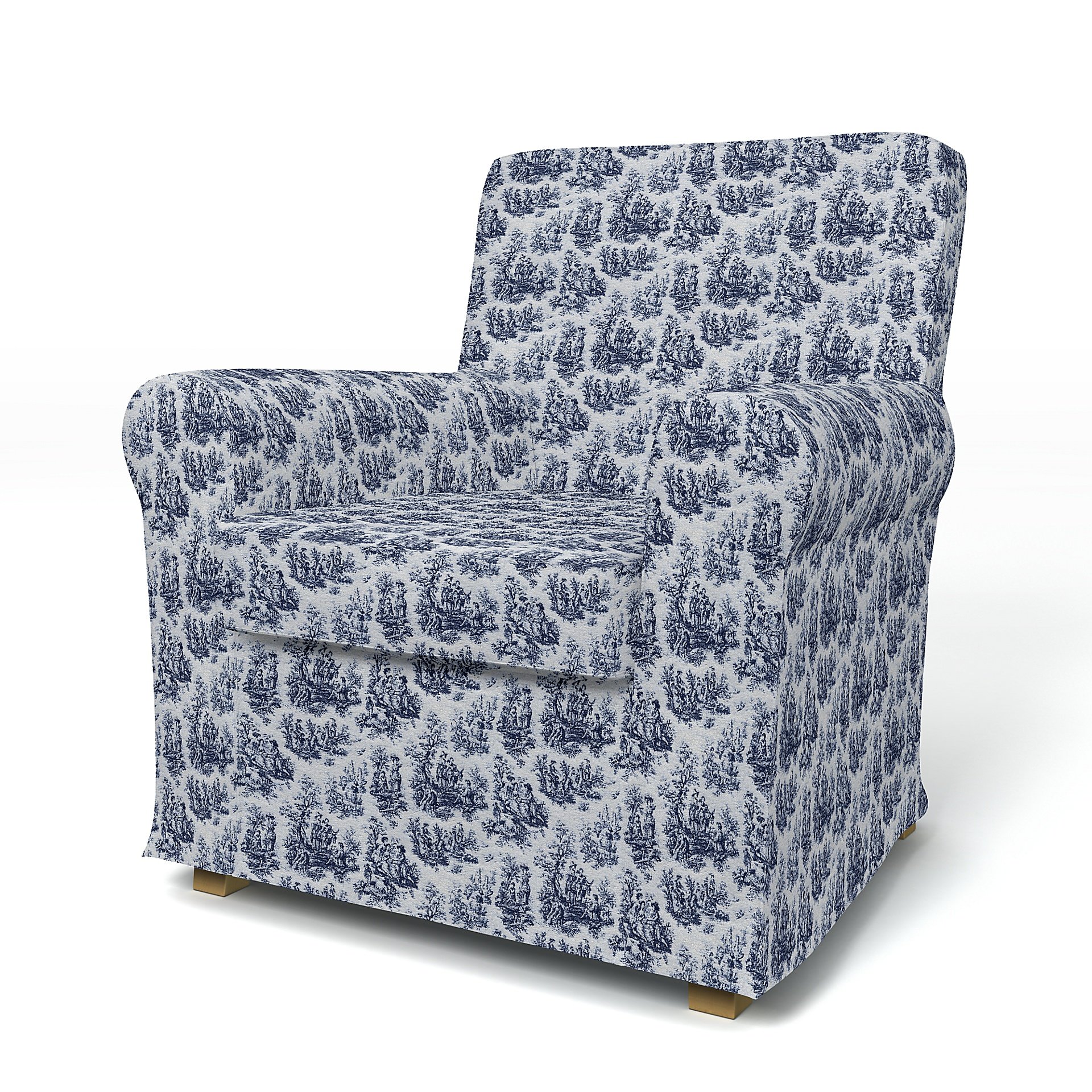 IKEA - Jennylund Armchair Cover, Dark Blue, Boucle & Texture - Bemz