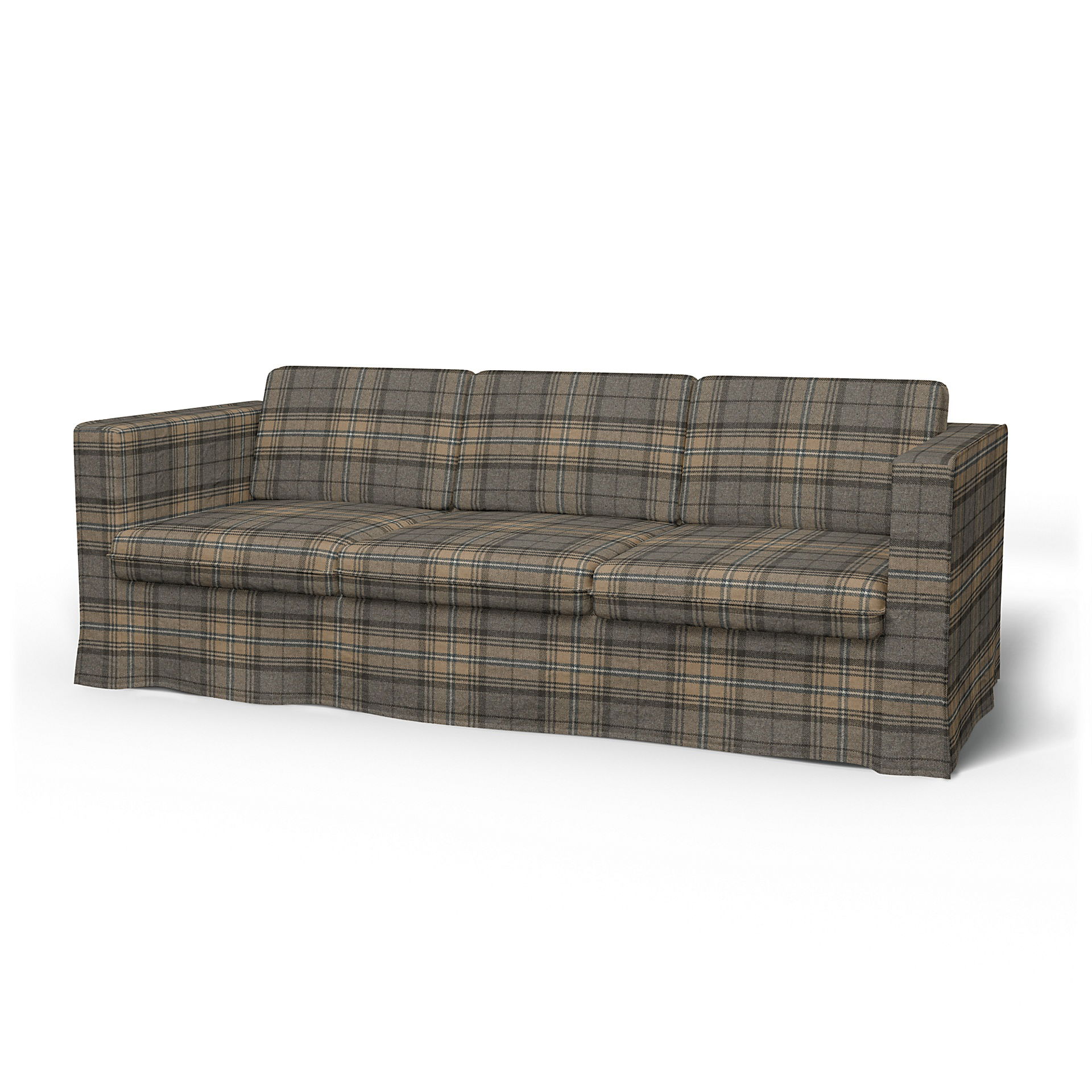 IKEA - Karlanda 3 Seater Sofa Cover, Bark Brown, Wool - Bemz