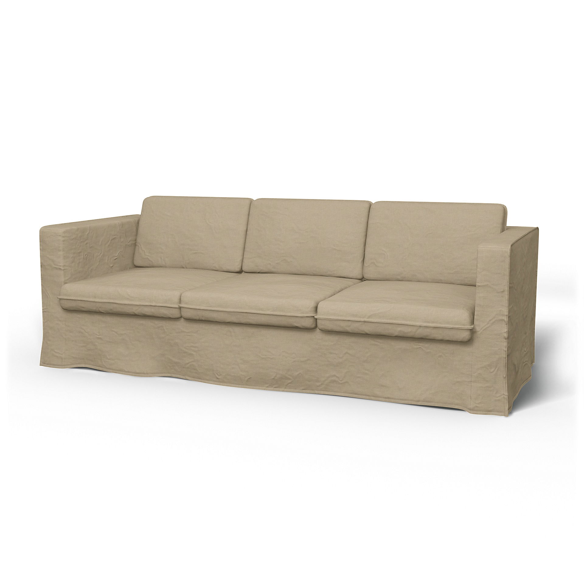 IKEA - Karlanda 3 Seater Sofa Cover, Tan, Linen - Bemz