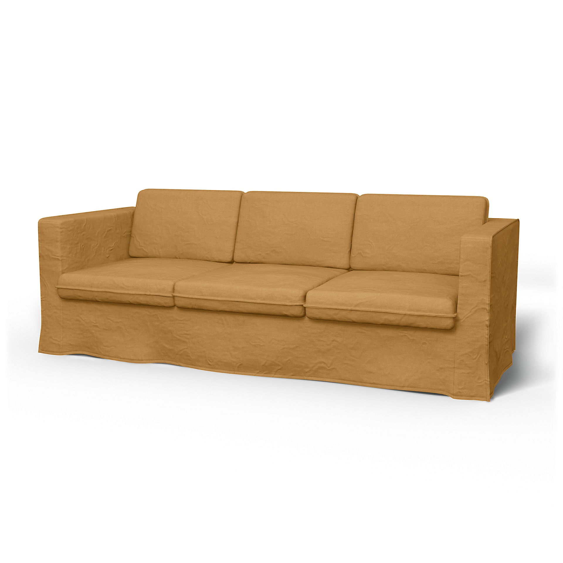 IKEA - Karlanda 3 Seater Sofa Cover, Mustard, Linen - Bemz
