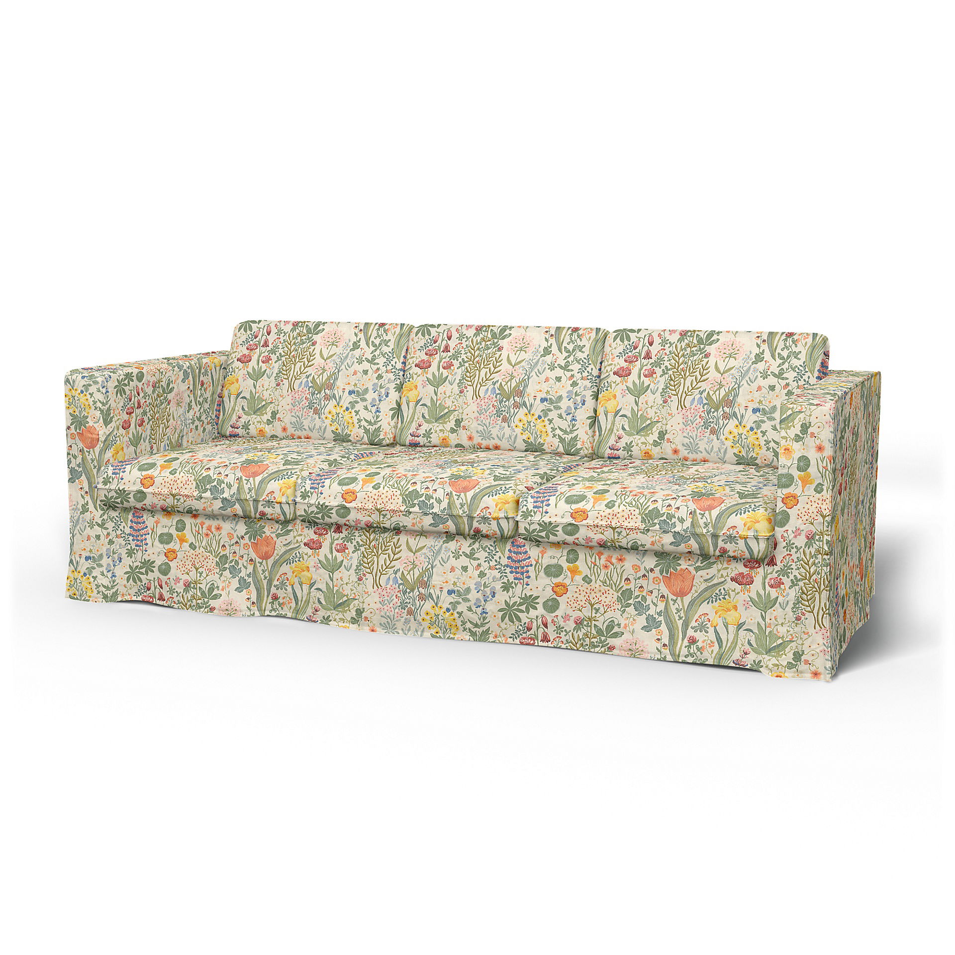 IKEA - Karlanda 3 Seater Sofa Cover, Blomsterhav Light, BEMZ x BORÅSTAPETER COLLECTION - Bemz
