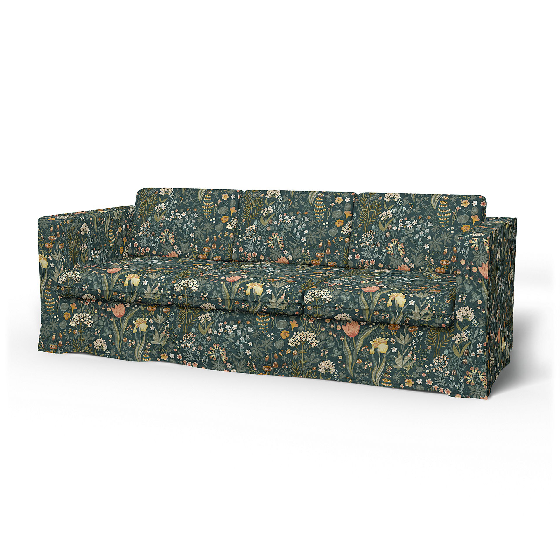 IKEA - Karlanda 3 Seater Sofa Cover, Blomsterhav Dark, BEMZ x BORÅSTAPETER COLLECTION - Bemz