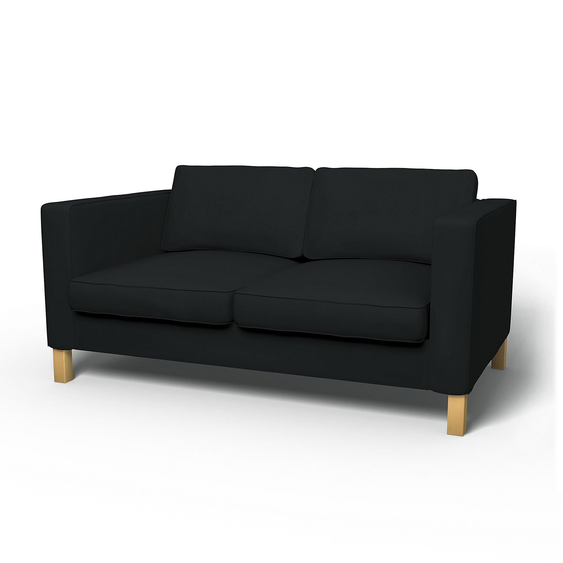 IKEA - Karlanda 2 Seater Sofa Cover, Jet Black, Cotton - Bemz