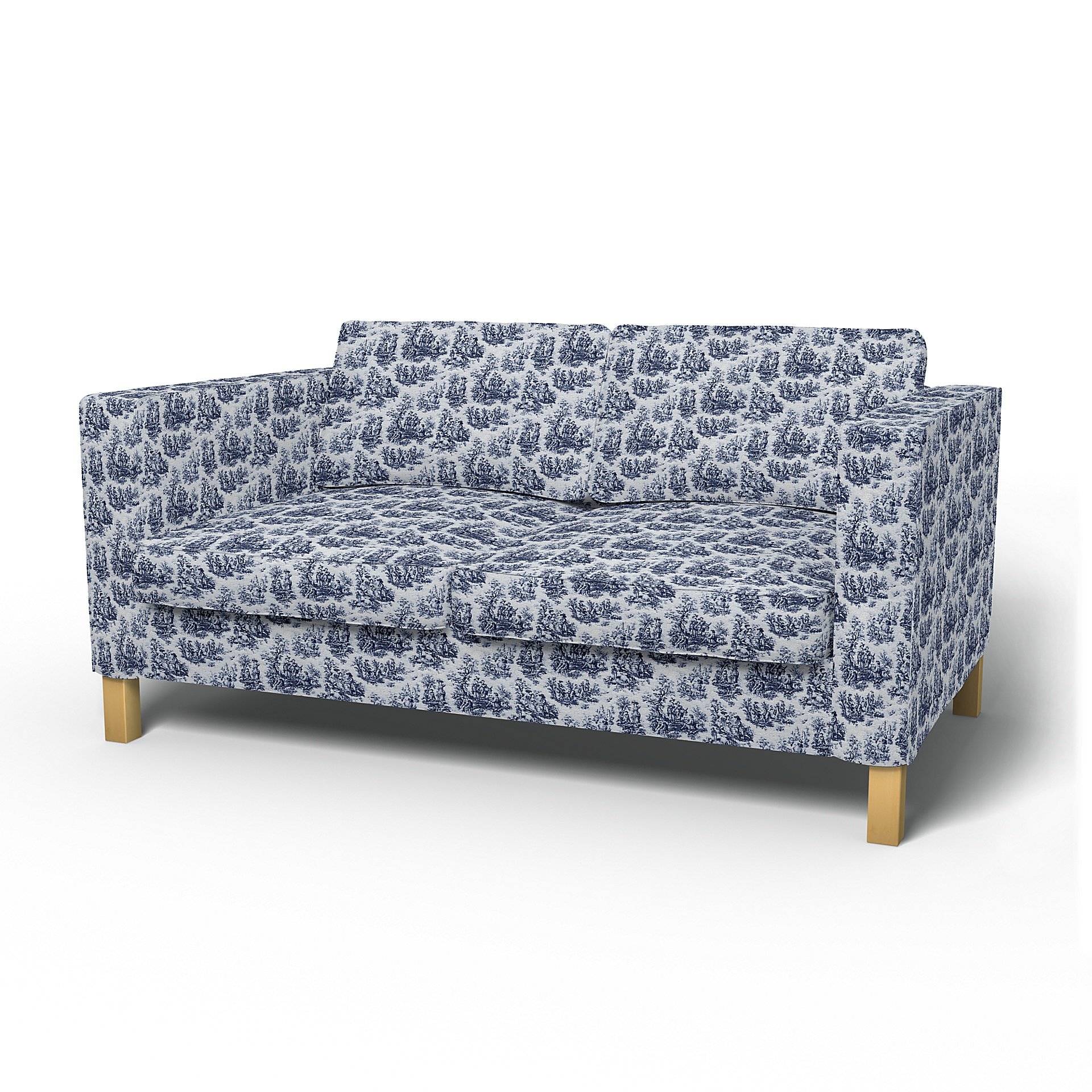 IKEA - Karlanda 2 Seater Sofa Cover, Dark Blue, Boucle & Texture - Bemz