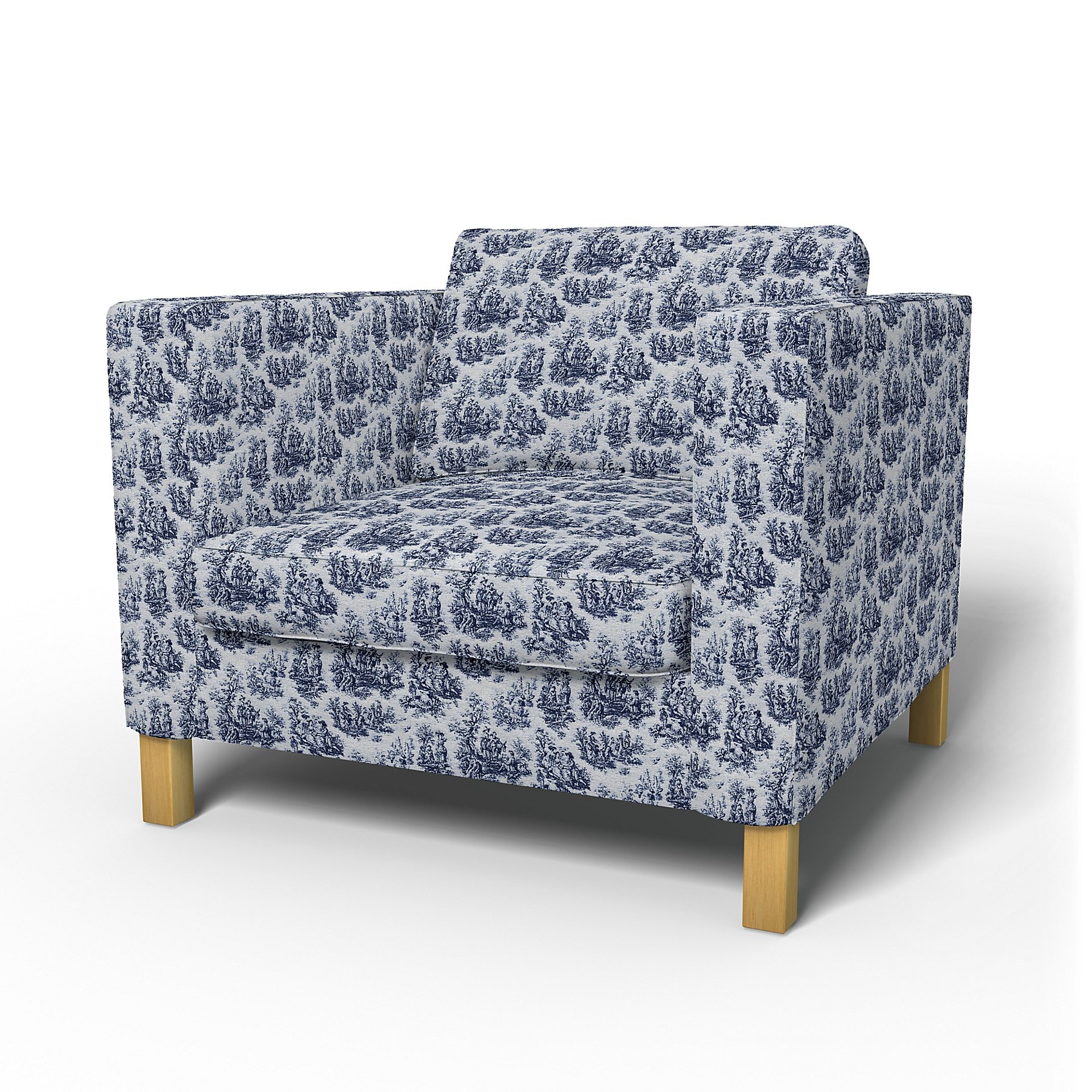 IKEA - Karlanda Armchair Cover, Dark Blue, Boucle & Texture - Bemz
