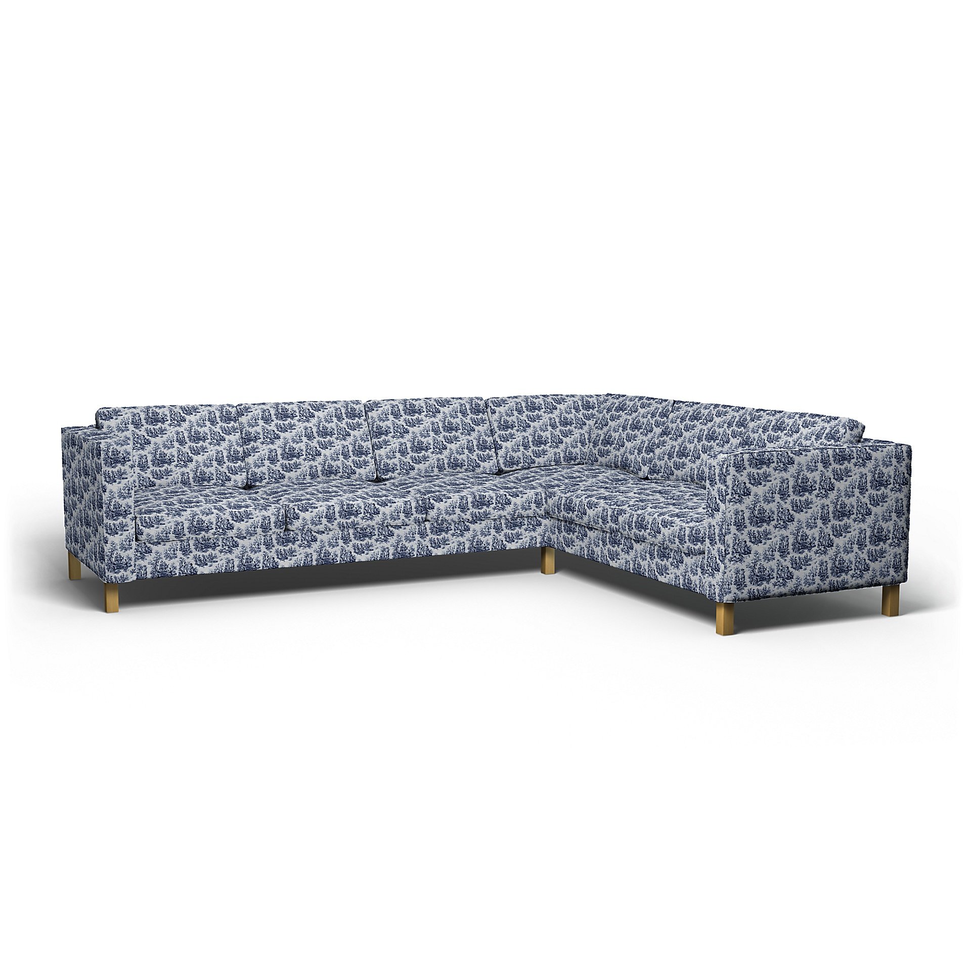 IKEA - Karlanda Corner Sofa Cover (3+2), Dark Blue, Boucle & Texture - Bemz