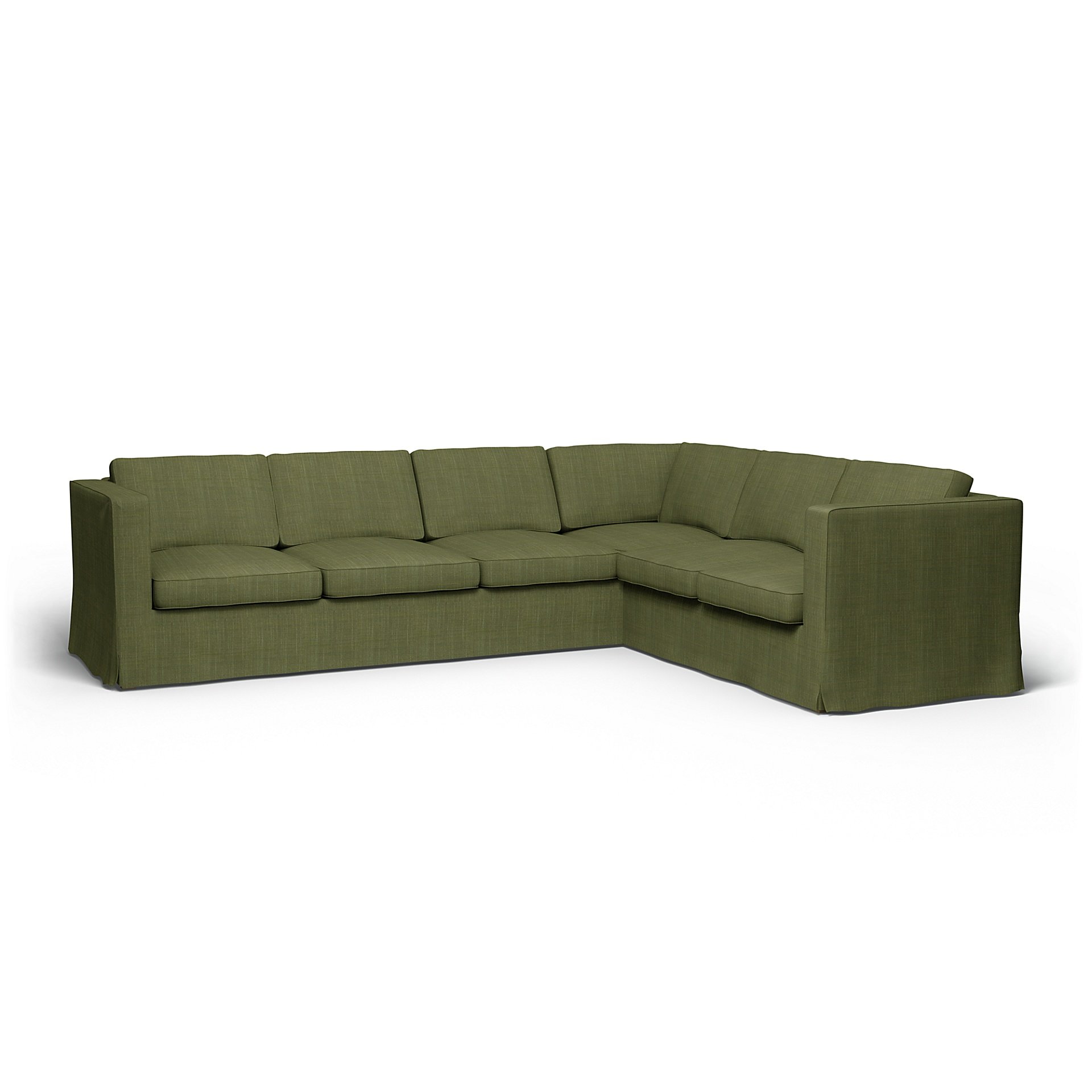 IKEA - Karlanda Corner Sofa Cover (3+2), Moss Green, Boucle & Texture - Bemz