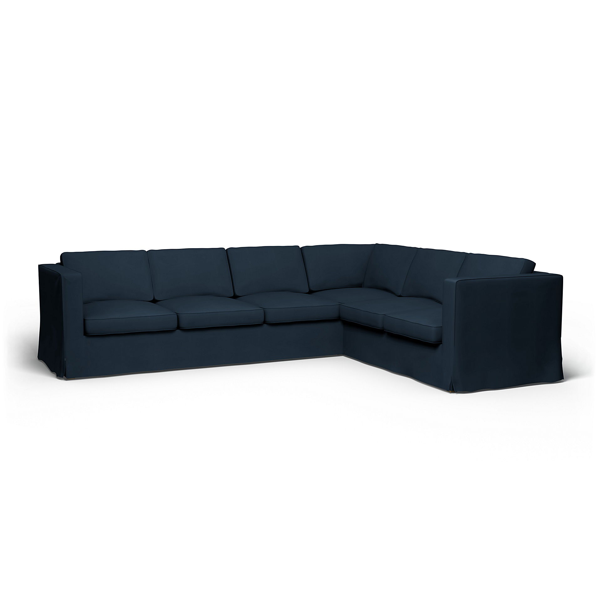IKEA - Överdrag till Karlanda hörnsoffa (3+2), Navy Blue, Bomull - Bemz