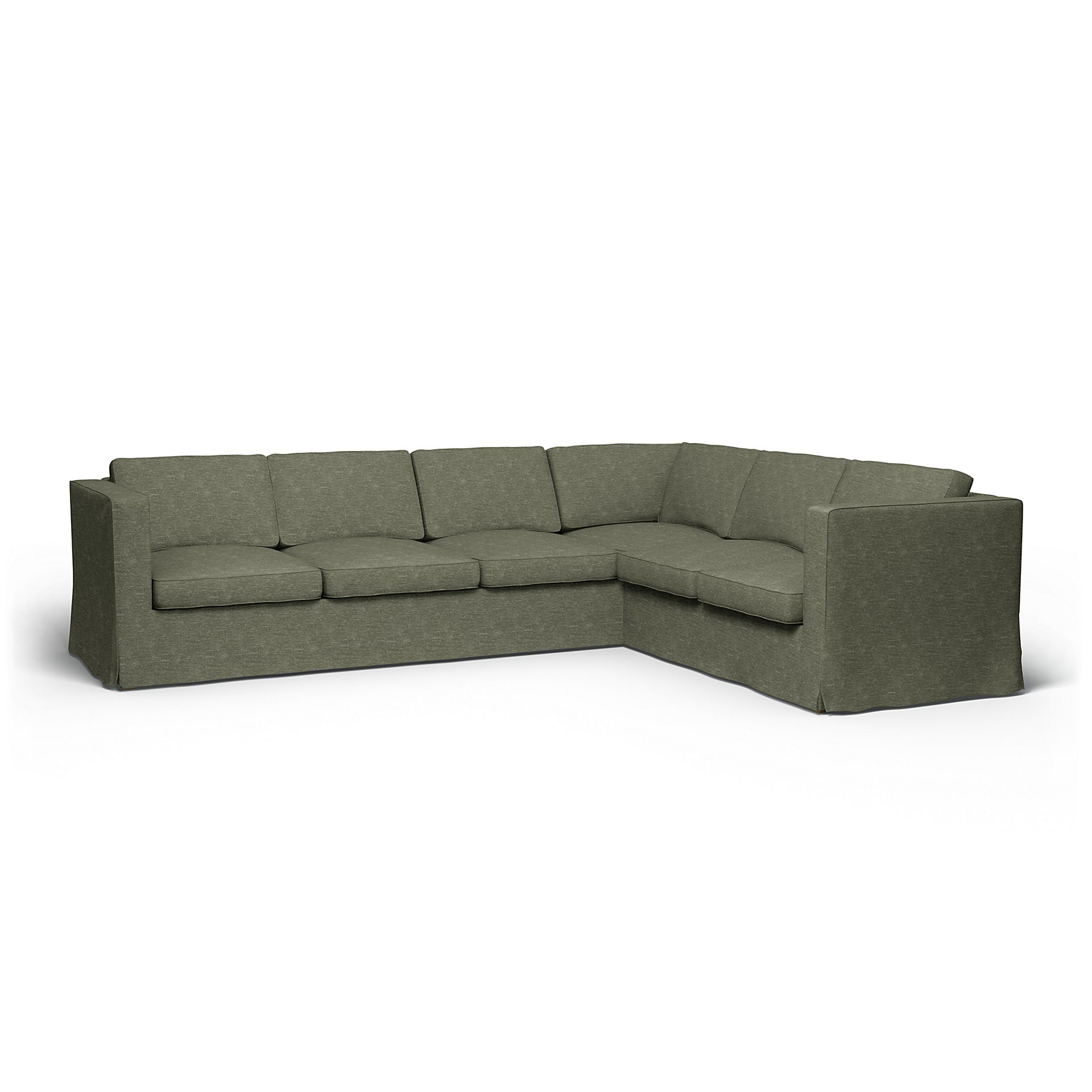 IKEA - Karlanda Corner Sofa Cover (3+2), Green Grey, Velvet - Bemz