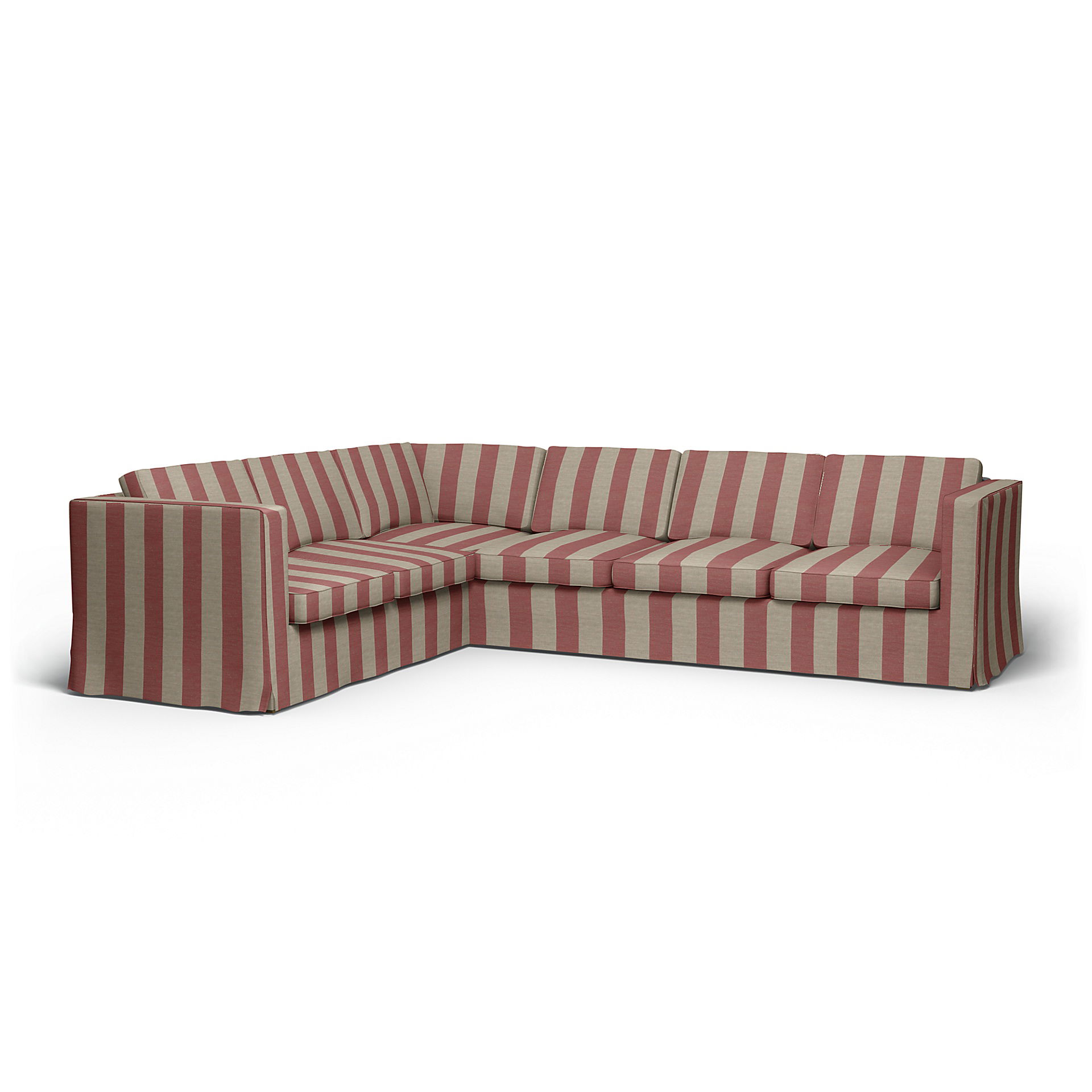 IKEA - Överdrag till Karlanda hörnsoffa (2+3), Soft Red, Linne - Bemz
