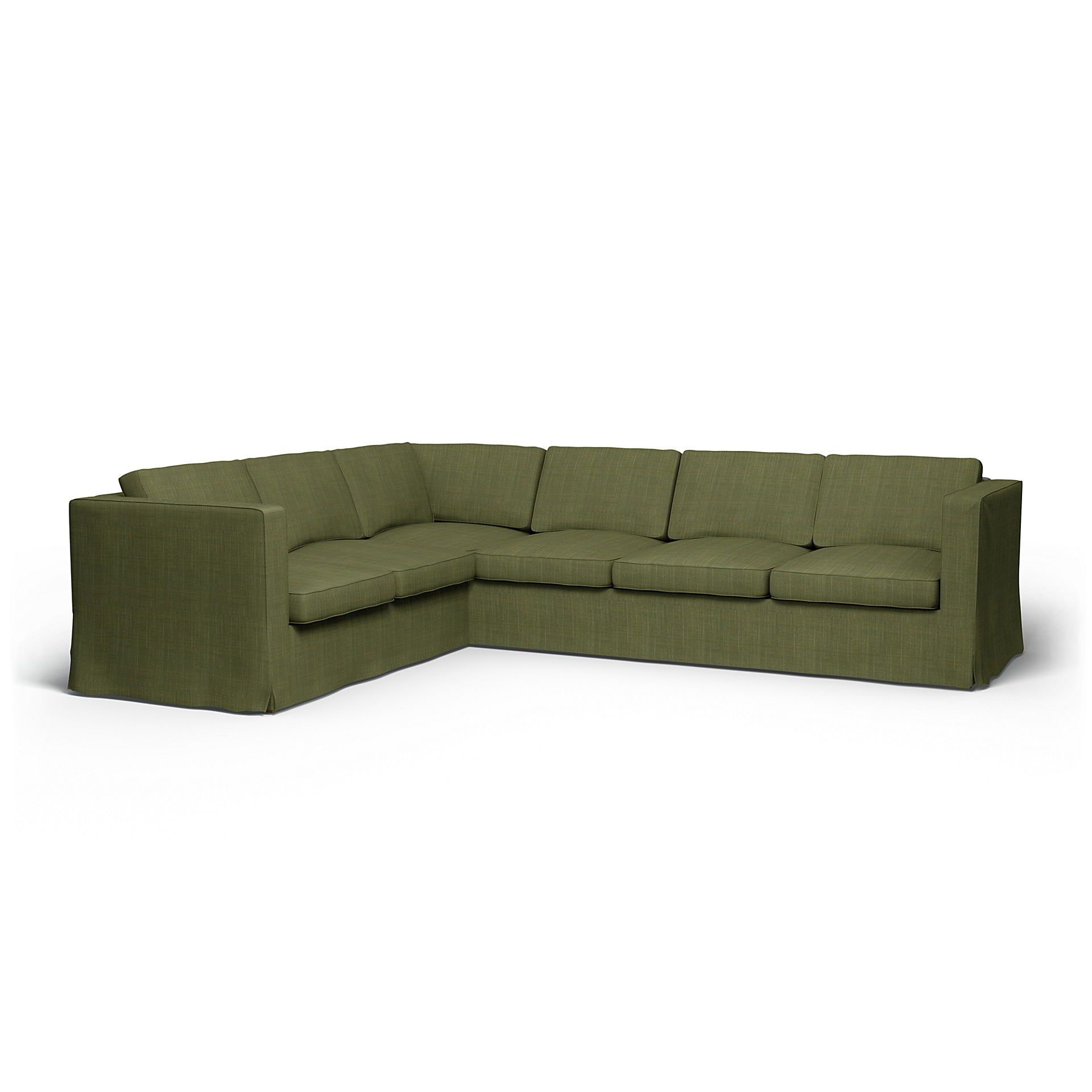 IKEA - Karlanda Corner Sofa Cover (2+3), Moss Green, Bouclé & Texture - Bemz