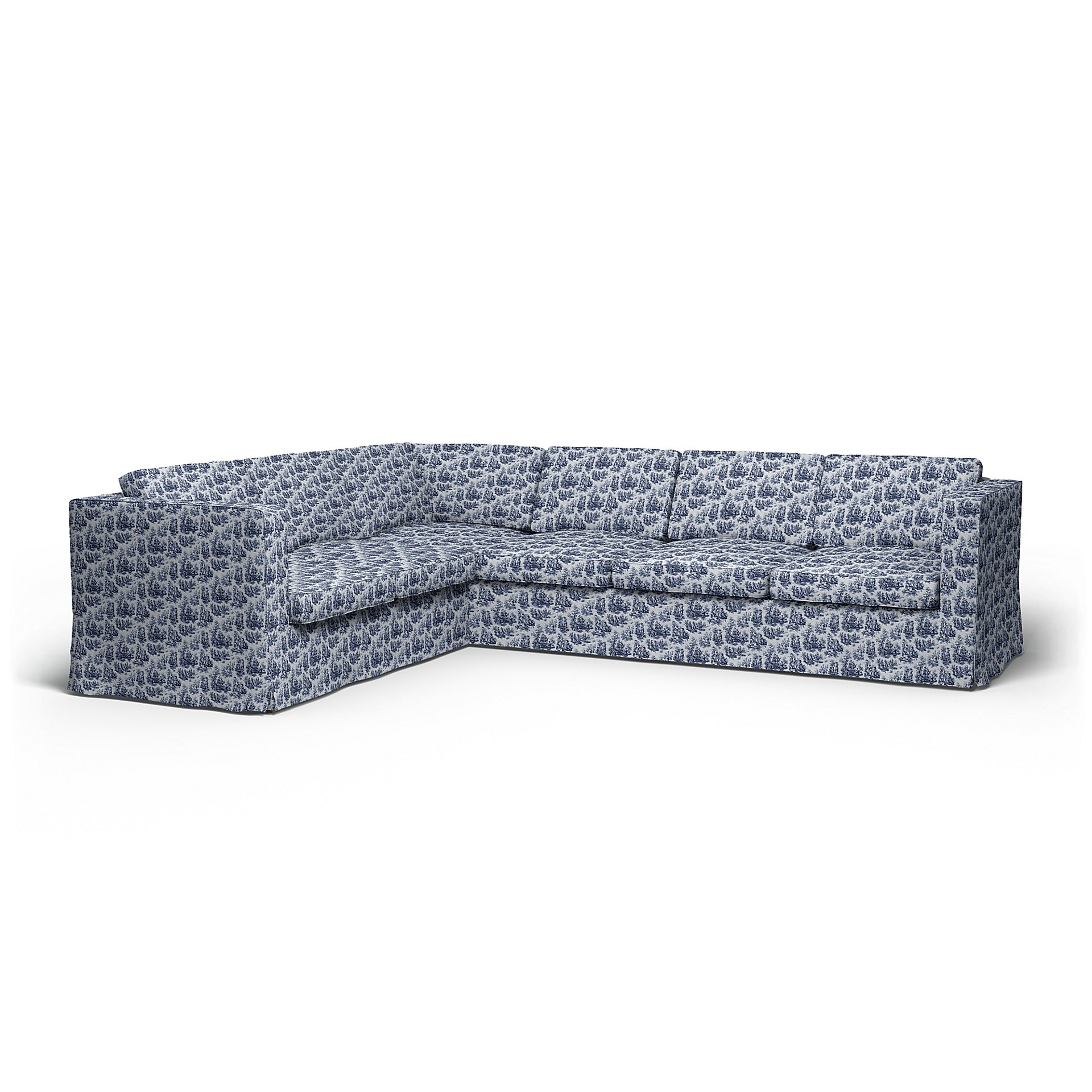 IKEA - Karlanda Corner Sofa Cover (2+3), Dark Blue, Boucle & Texture - Bemz