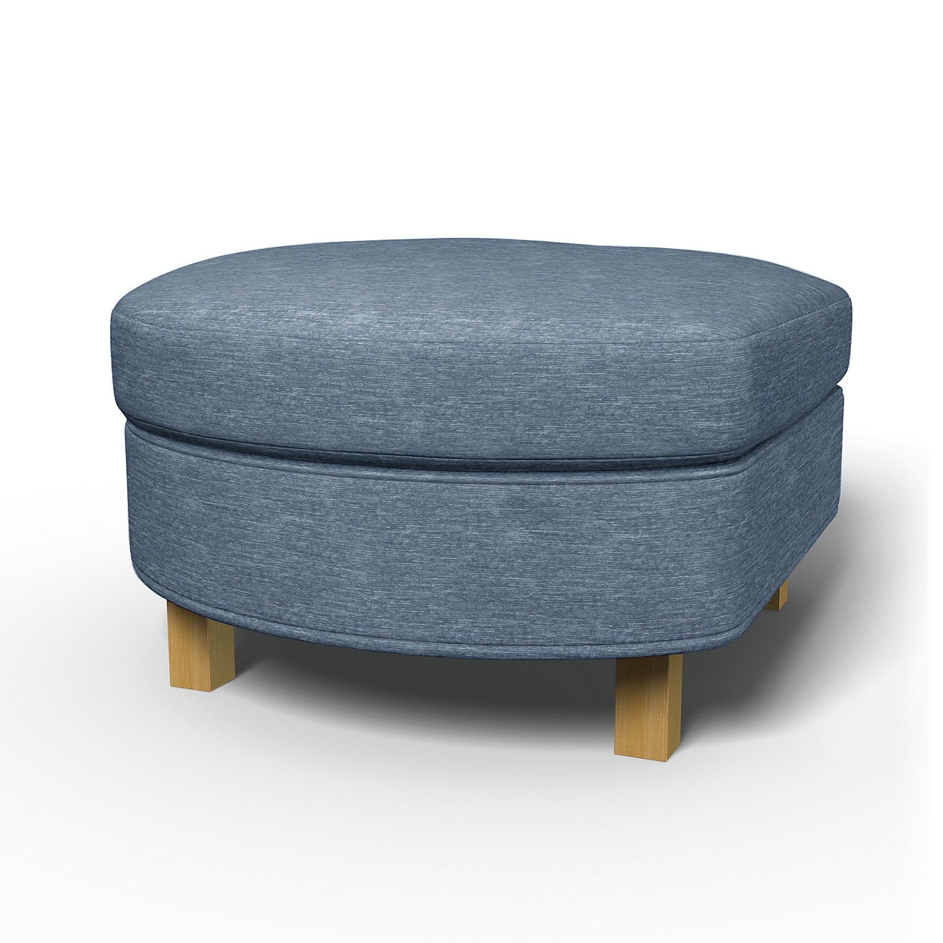 IKEA - Karlanda Footstool Cover, Mineral Blue, Velvet - Bemz