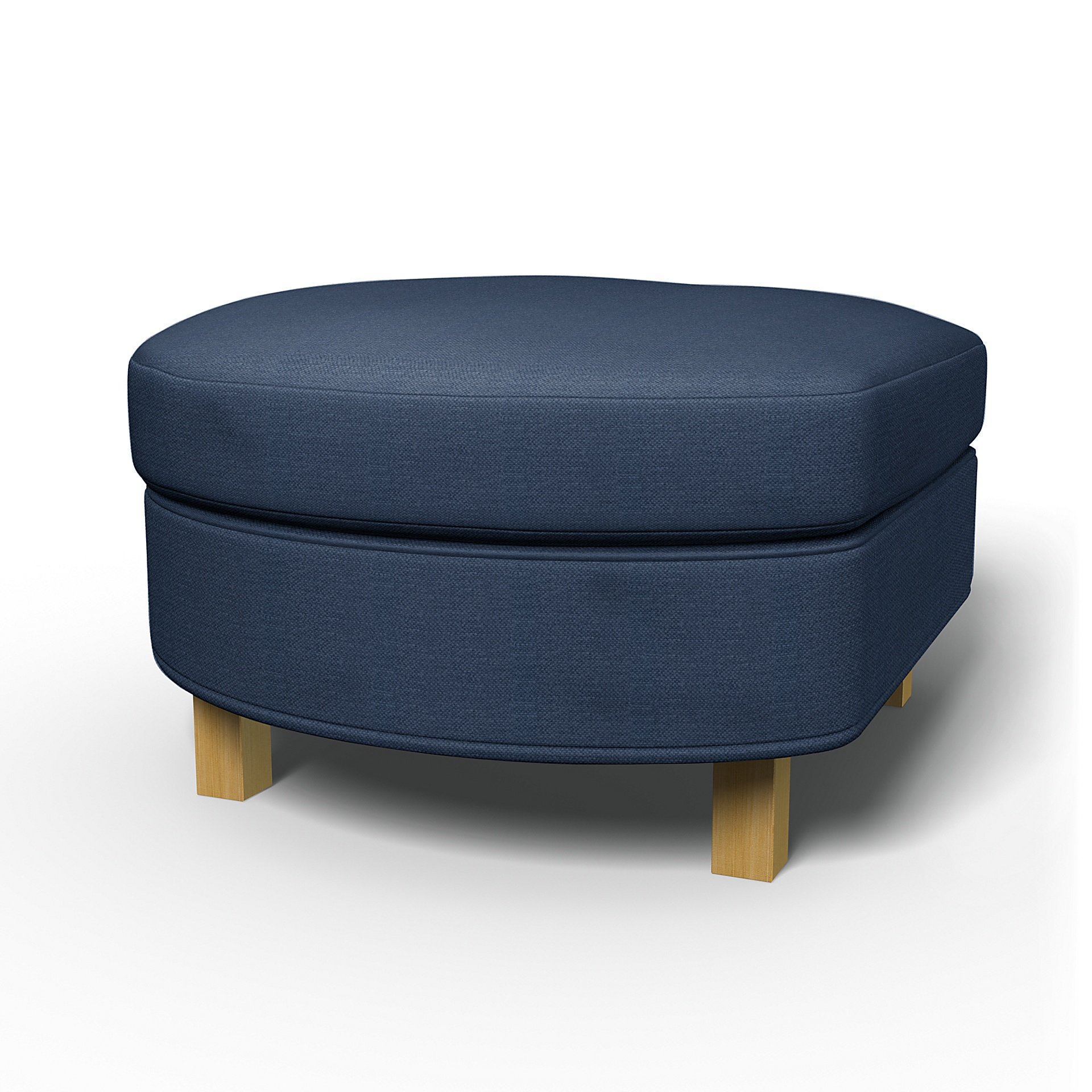 IKEA - Karlanda Footstool Cover, Navy Blue, Linen - Bemz