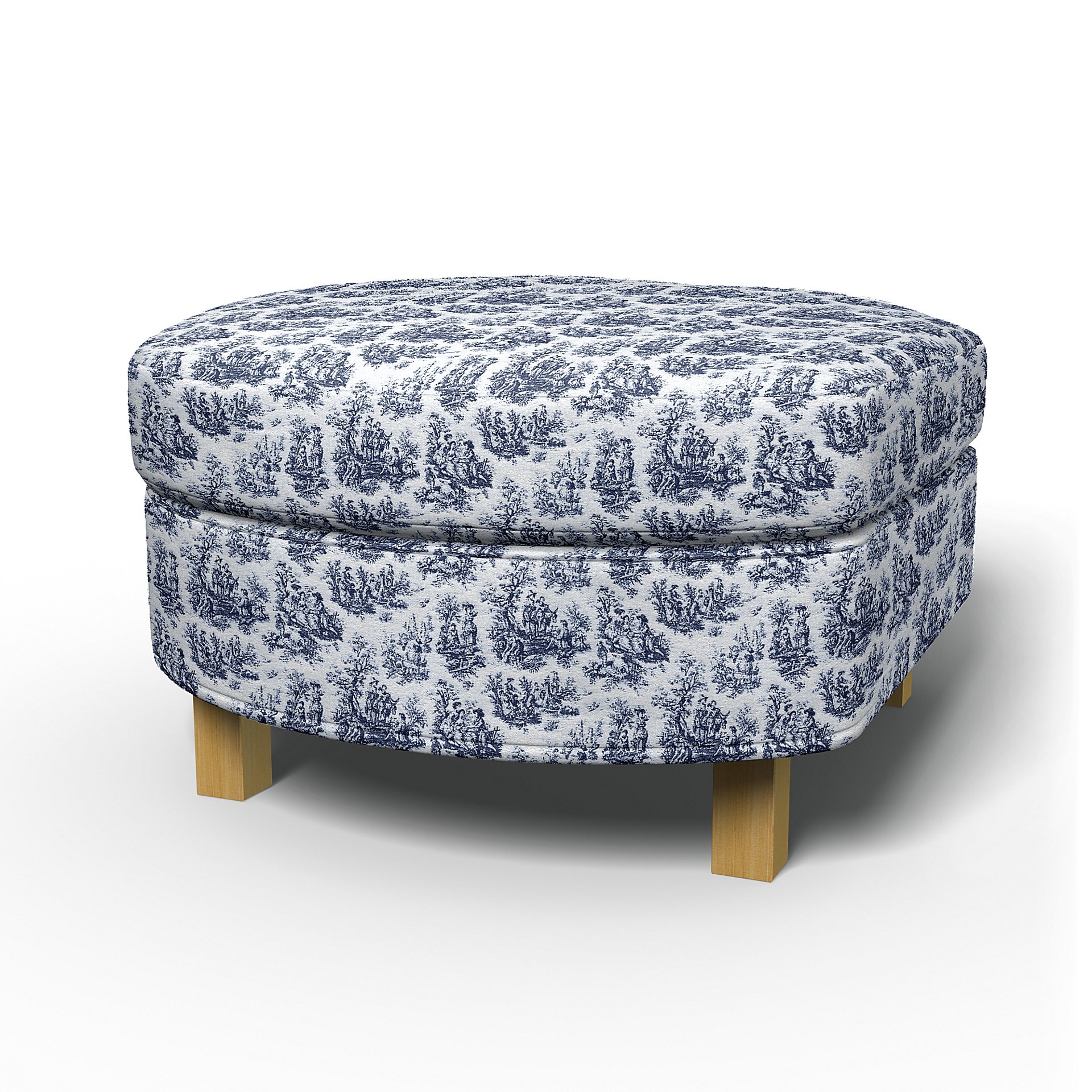 IKEA - Karlanda Footstool Cover, Dark Blue, Boucle & Texture - Bemz