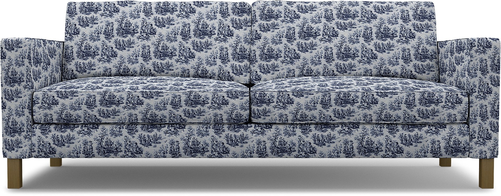 IKEA - Karlstad 3 Seater Sofa Cover, Dark Blue, Boucle & Texture - Bemz