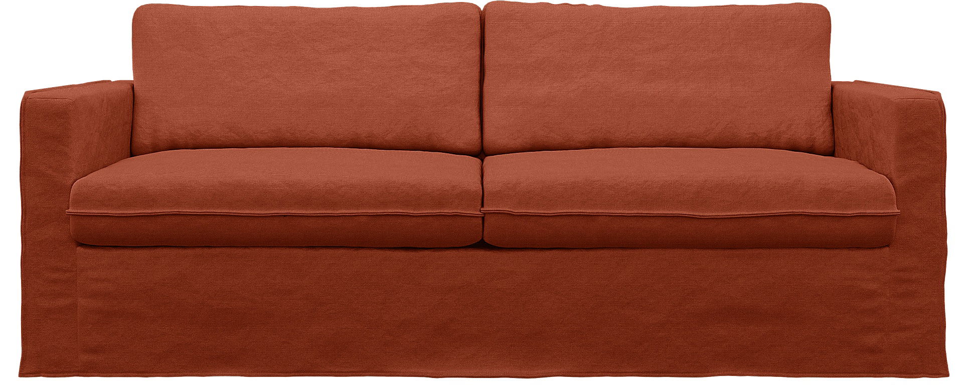IKEA - Karlstad 3 Seater Sofa Cover, Burnt Orange, Linen - Bemz