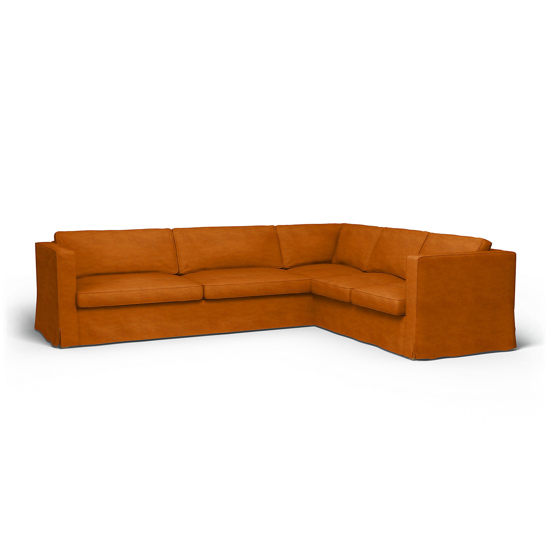 IKEA - Överdrag till Karlstad hörnsoffa (3+2), Cognac, Sammet - Bemz