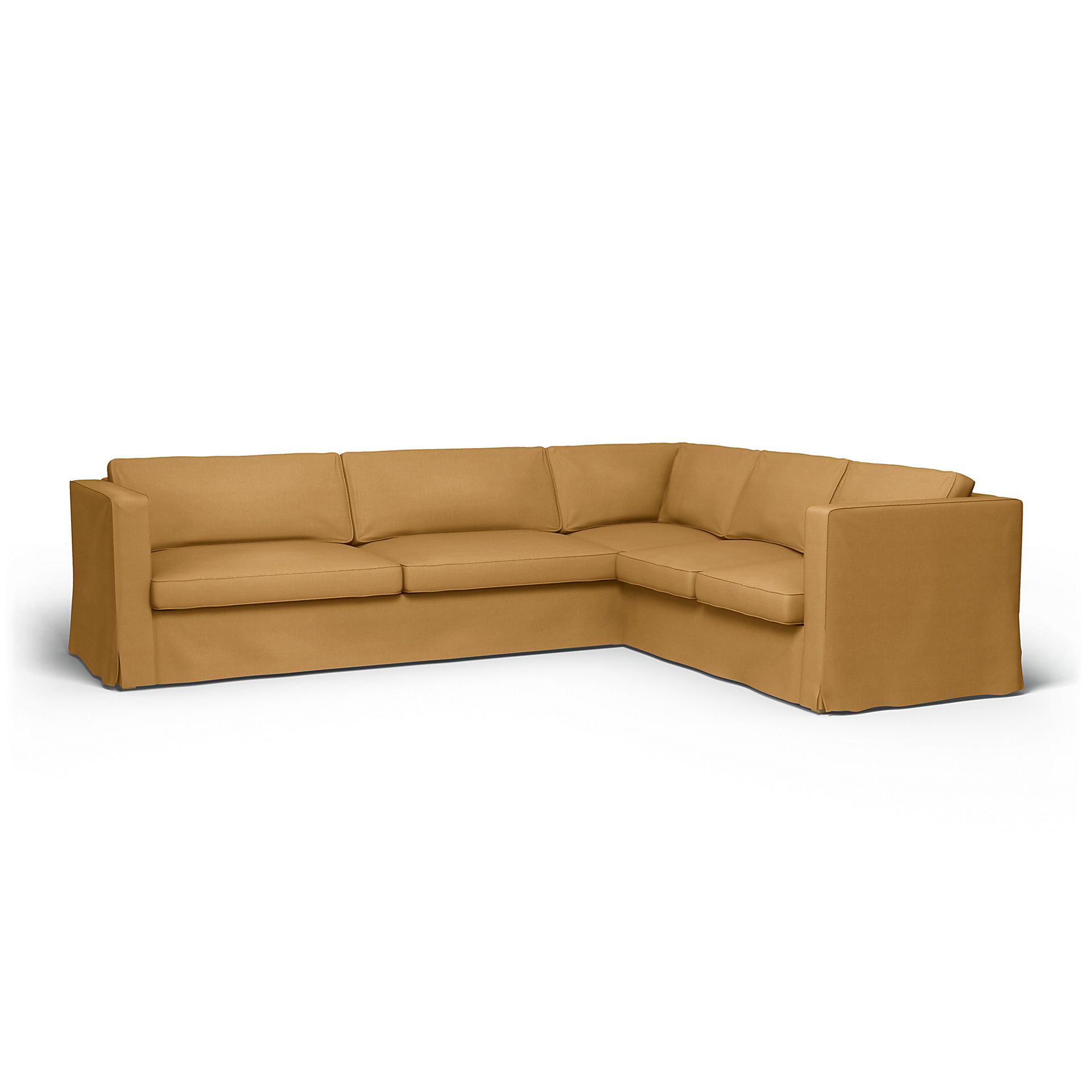 IKEA - Karlstad Corner Sofa Cover (3+2), Mustard, Linen - Bemz
