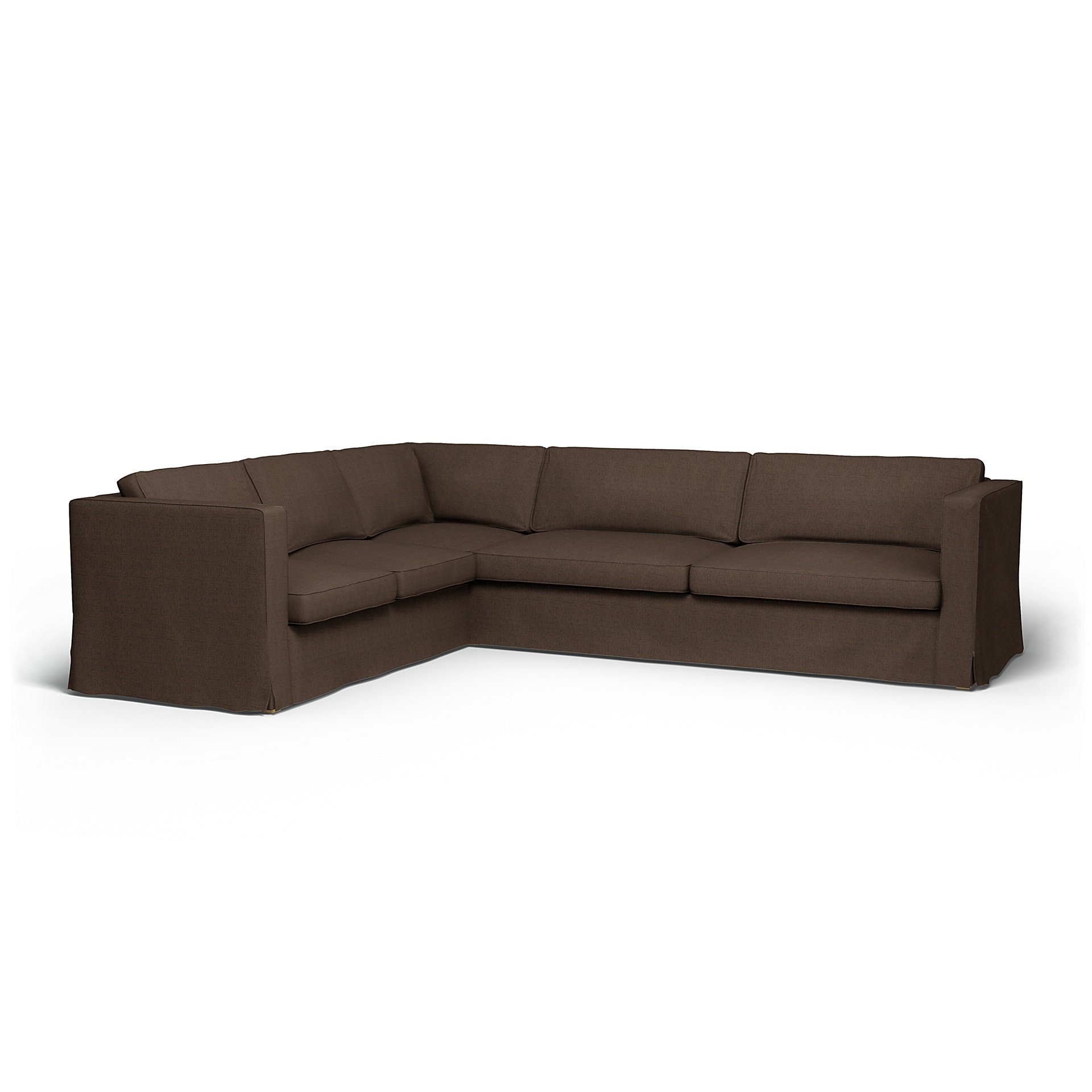 IKEA - Karlstad Corner Sofa Cover (2+3), Chocolate, Boucle & Texture - Bemz
