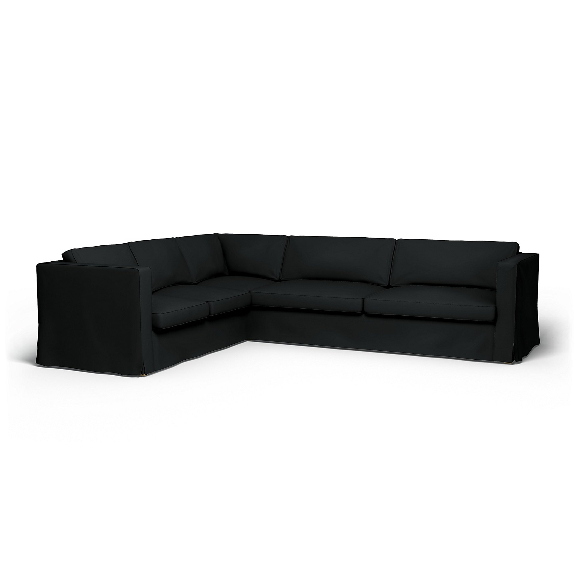 IKEA - Karlstad Corner Sofa Cover (2+3), Jet Black, Cotton - Bemz