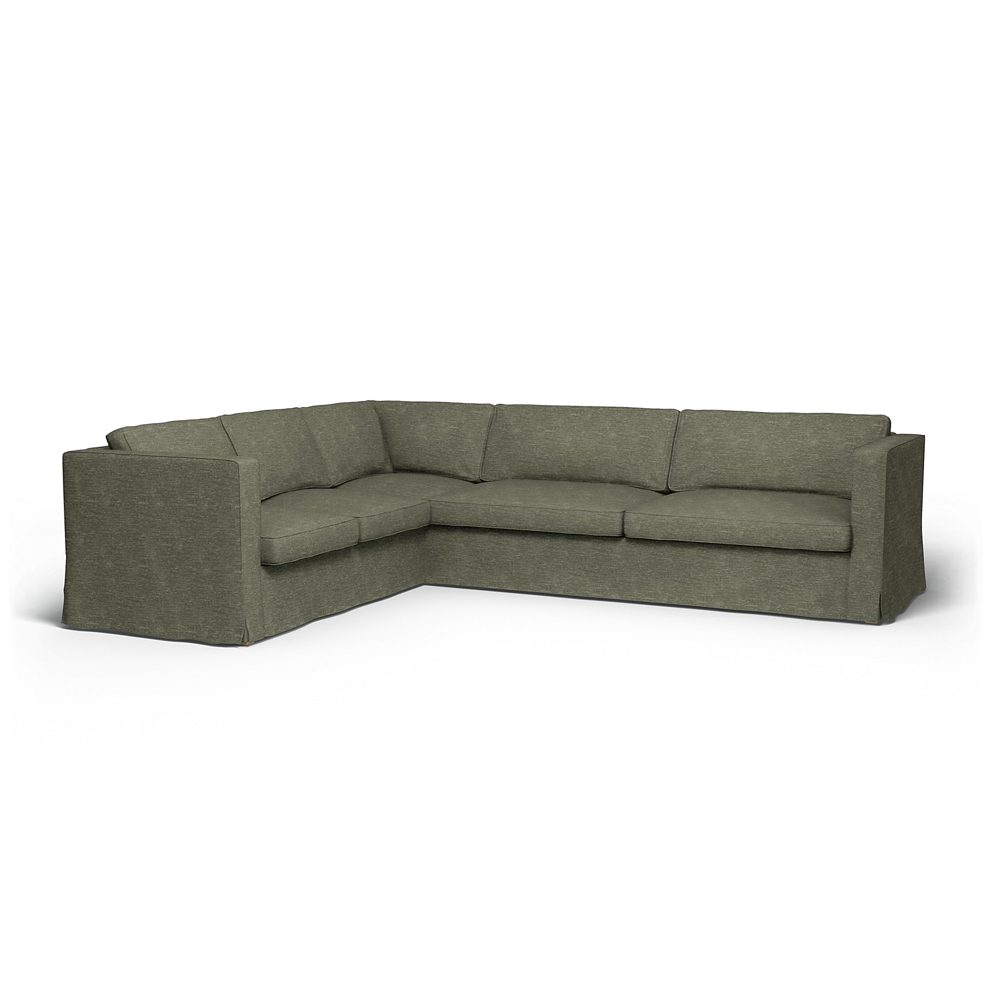 IKEA - Karlstad Corner Sofa Cover (2+3), Green Grey, Velvet - Bemz